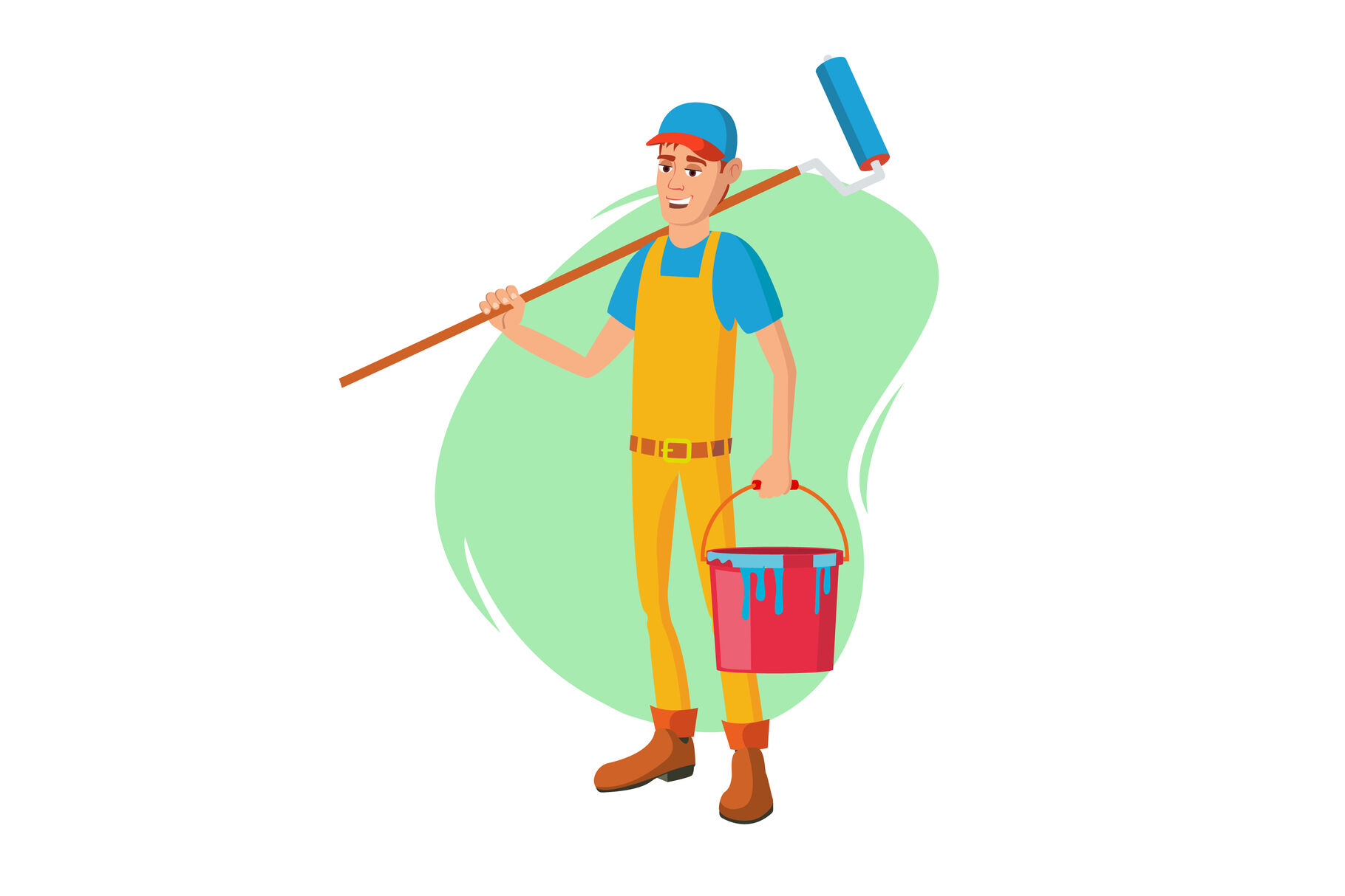 Male House Painter Vector. Classic Paintbrush. Paint Concept Of House  Renovation. Cartoon Character Illustration By Pikepicture | TheHungryJPEG