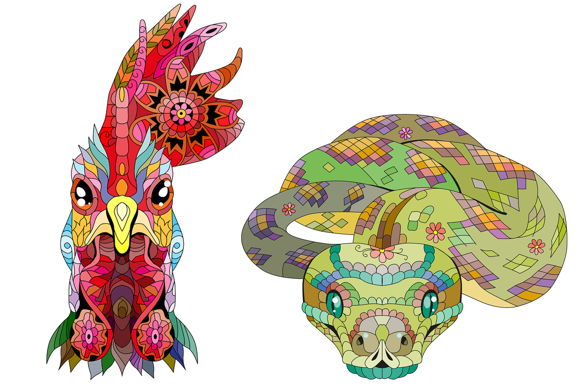 Chinese zodiac pig Chinese calendar animals By Watercolor fantasies | TheHungryJPEG.com