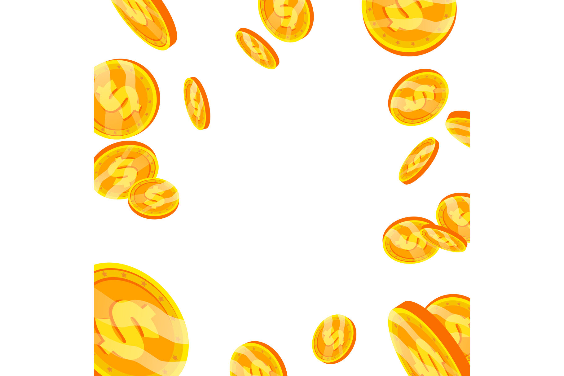 Dollar Falling Explosion Vector. Flat, Cartoon Gold Coins Illustration.  Finance Coin Design. Currency Isolated By Pikepicture | TheHungryJPEG
