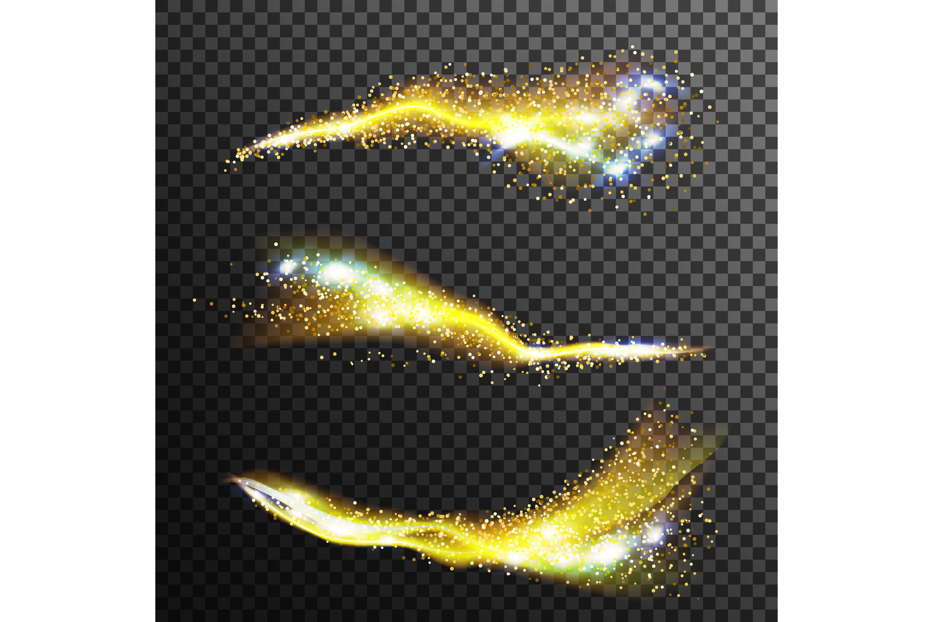 Sparkle Stardust Vector Glowing Wave Shimmer Bright Yellow Trail Glittering Sequins In The Air Isolated On Transparent Background Illustration By Pikepicture Thehungryjpeg Com
