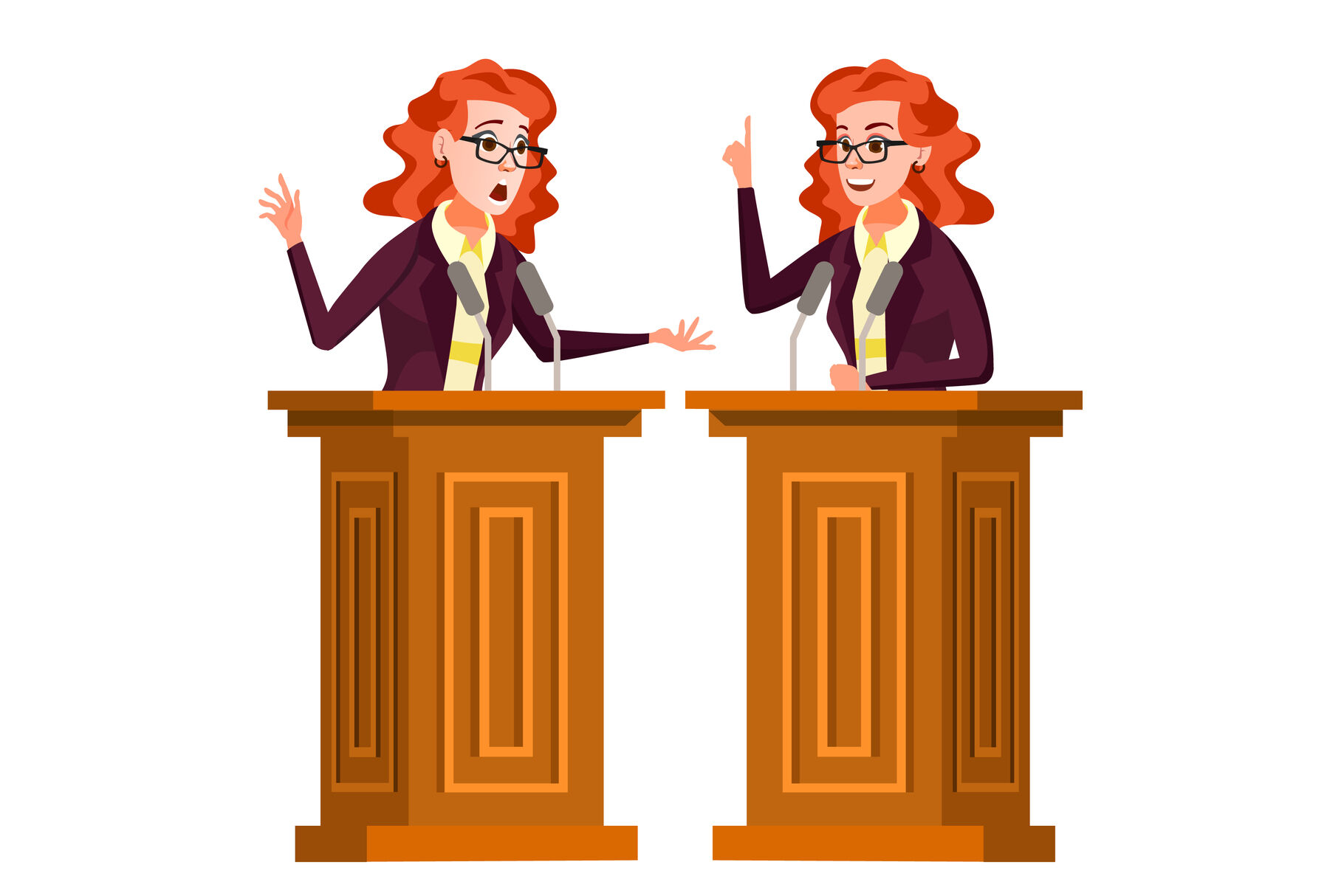 Speaker Woman Vector. Podium With Microphone. Giving Public Speech.  Debates. Presentation. Isolated Flat Cartoon Character Illustration By  Pikepicture | TheHungryJPEG