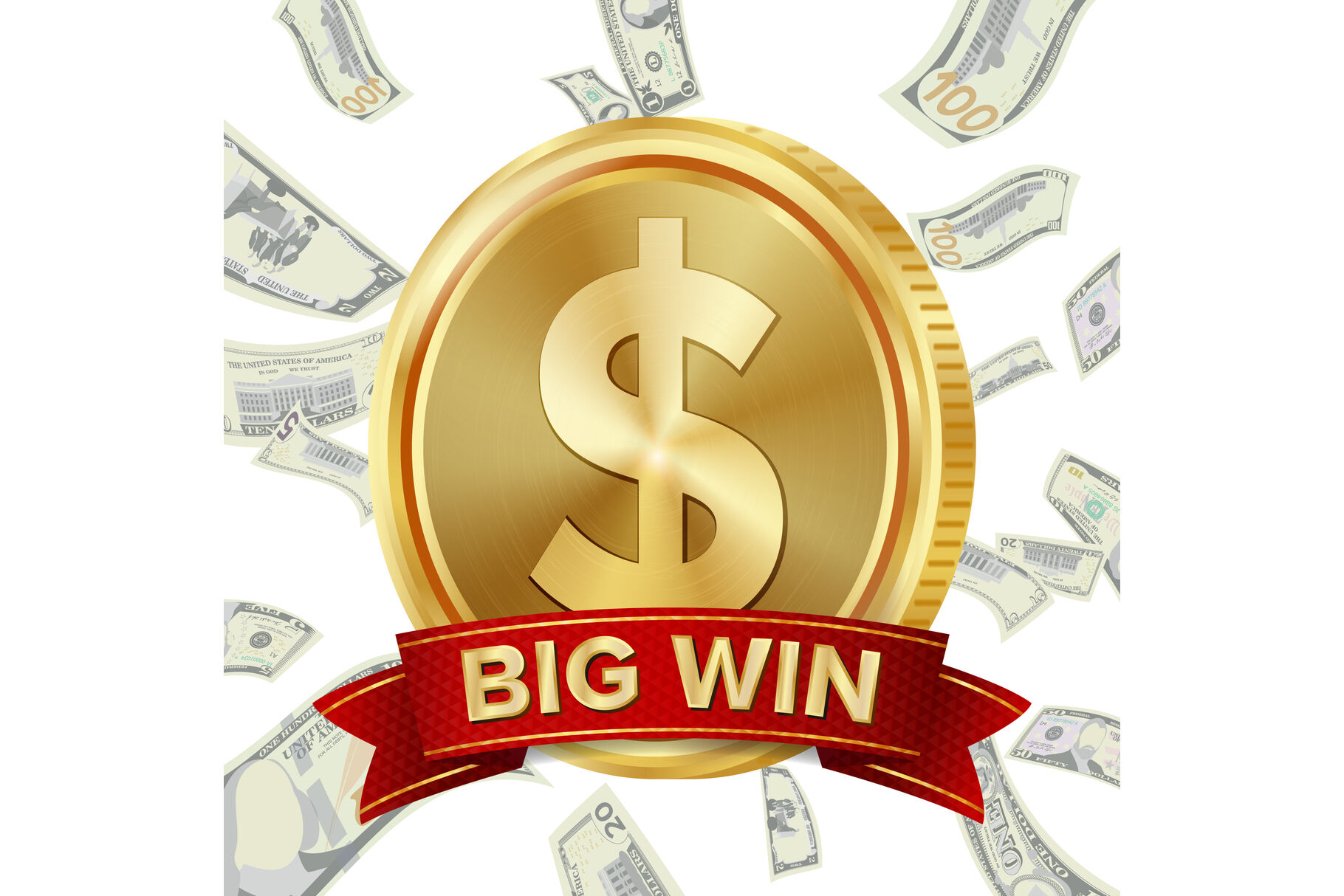 Big Win Sign Vector Background. Design For Online Casino, Poker, Roulette,  Slot Machines, Playing Cards, Mobile Game. Coins Background. By Pikepicture  | TheHungryJPEG