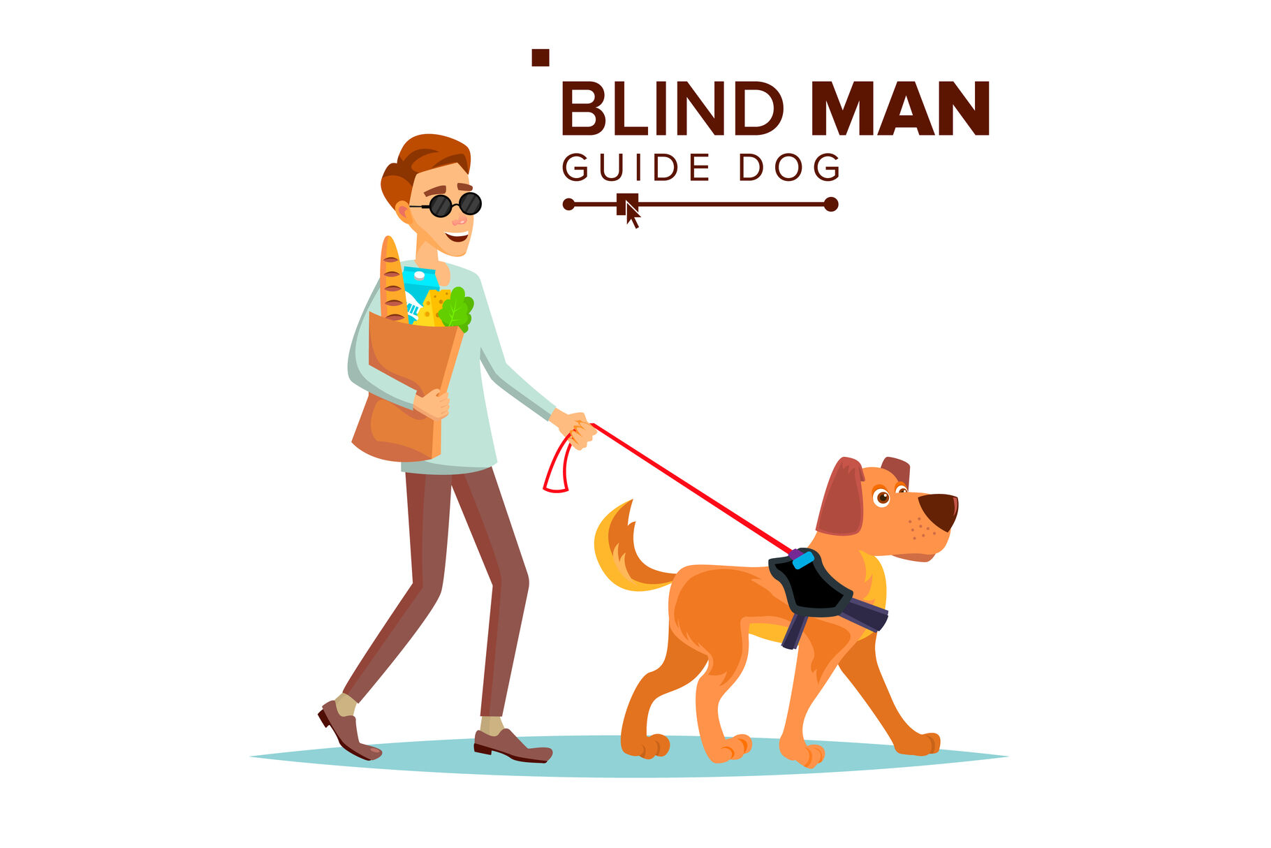 Blind Man Vector. Person With Pet Dog Companion. Blind Person In Dark  Glasses And Guide Dog Walking. Isolated Cartoon Character Illustration By  Pikepicture | TheHungryJPEG