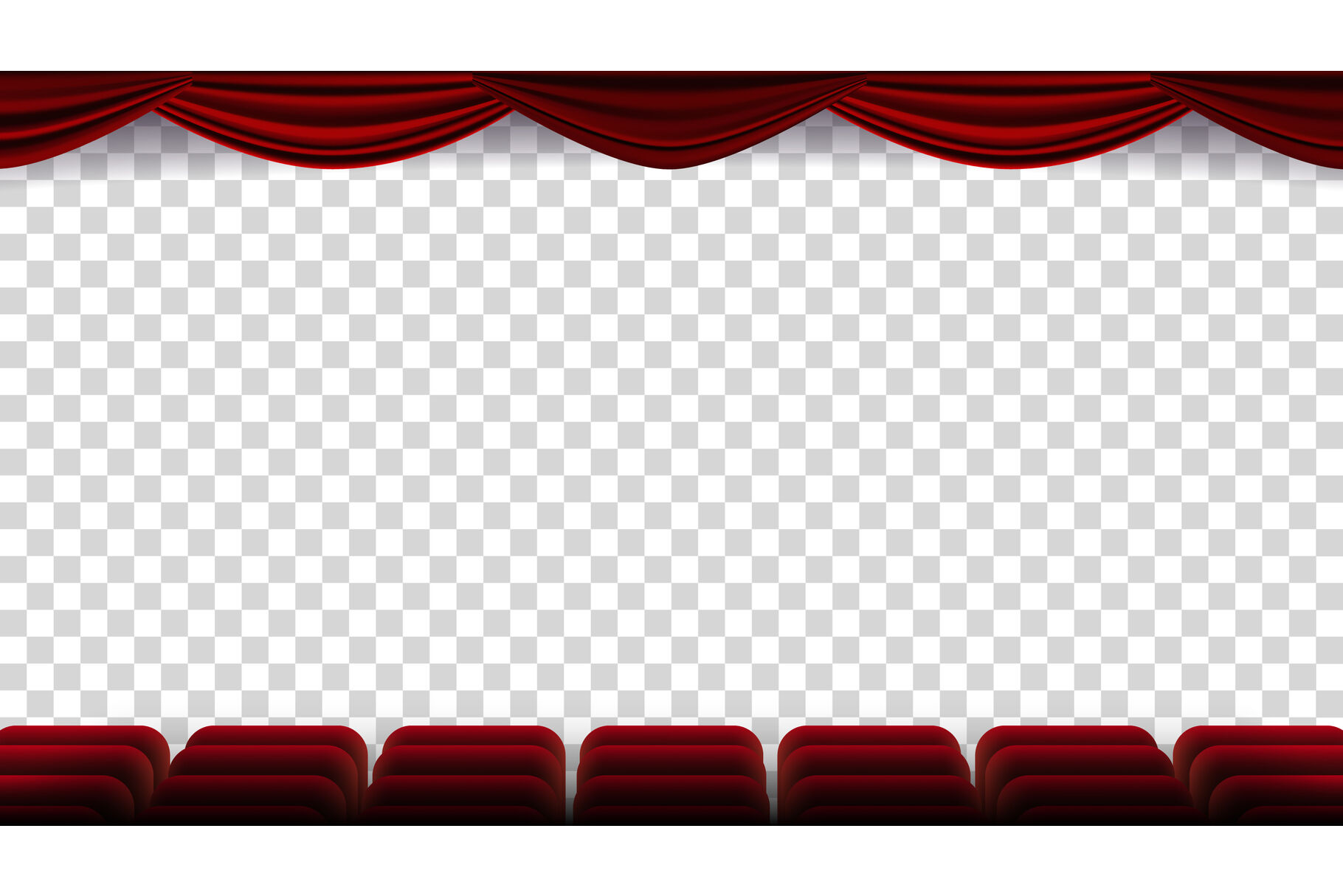 Cinema Chairs Vector Film Movie Theater Auditorium With Red Seat Row Of Chairs Blank Screen Isolated On Transparent Background Illustration By Pikepicture Thehungryjpeg Com