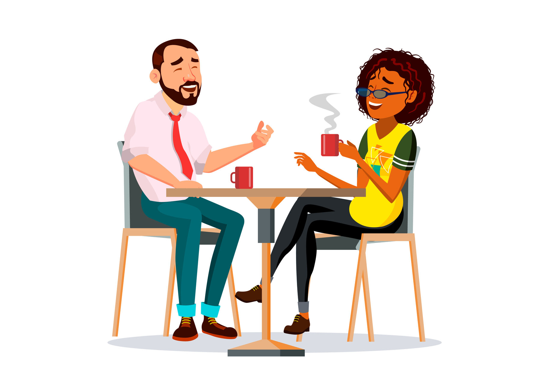 Couple In Restaurant Vector. Man And Woman. Sitting Together And Drinking  Coffee. Lifestyle. Isolated Cartoon Illustration By Pikepicture |  TheHungryJPEG