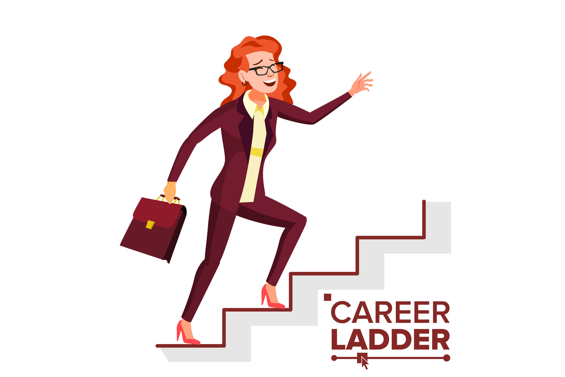 Business Woman Climbing Career Ladder Vector. Fast Growth. Stairs. Job  Success Concept. Step By Step. Isolated Cartoon Illustration By Pikepicture  | TheHungryJPEG