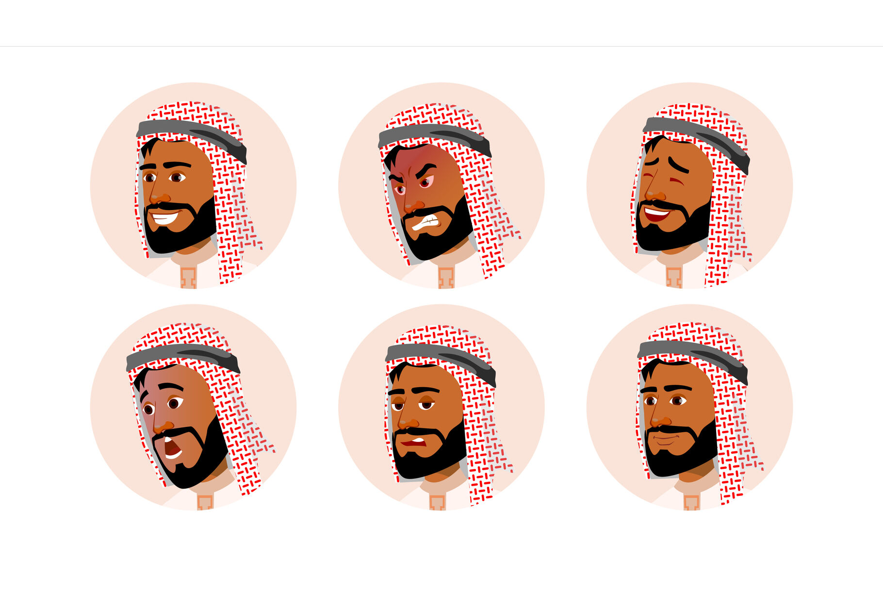 Arab Avatar Icon Man Vector. Saudi, Emirates, Qatar, Uae. Human Emotions.  Anonymous Male. Various Expression. Various Head. Isolated Cartoon  Character Illustration By Pikepicture | TheHungryJPEG