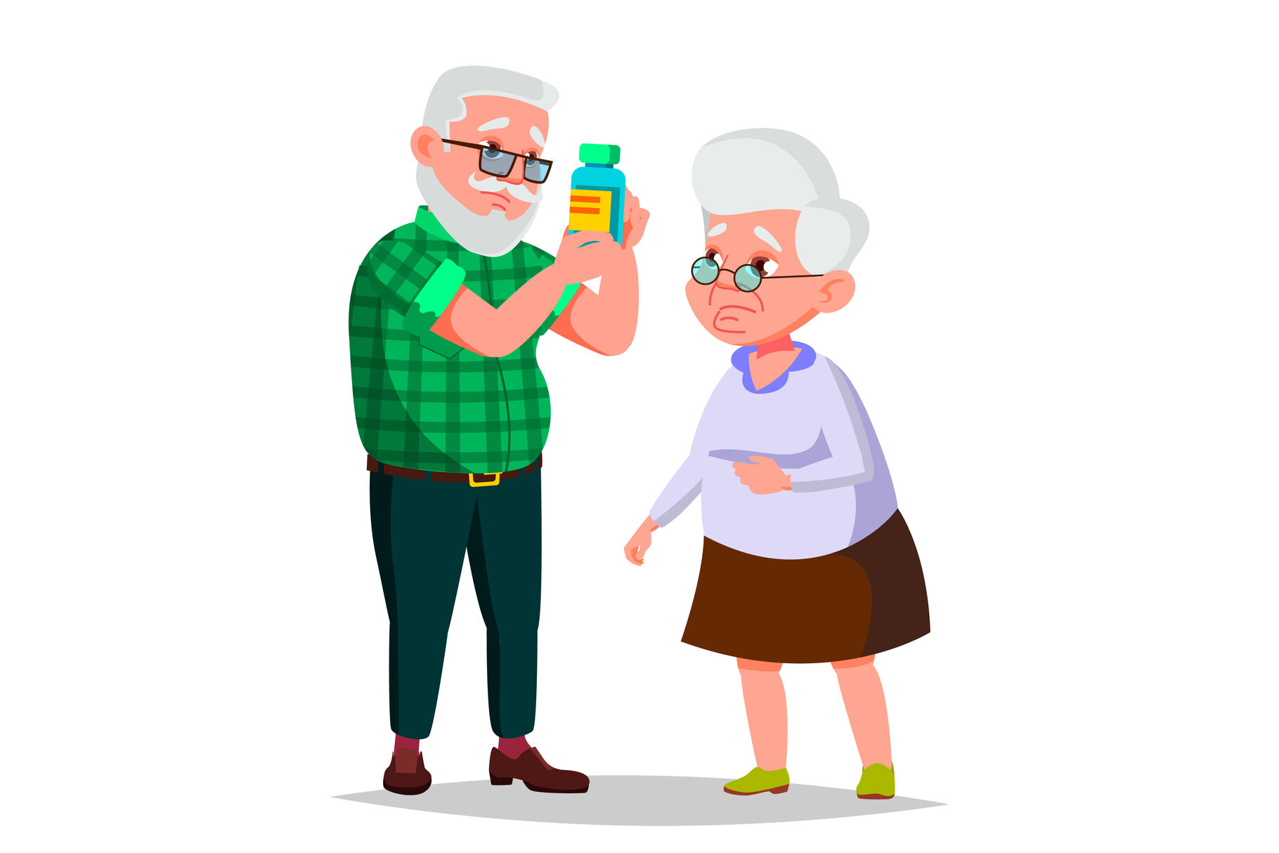 Elderly Couple Vector. Grandfather And Grandmother. Situations. Old Senior  People. European. Isolated Flat Cartoon Illustration By Pikepicture |  TheHungryJPEG