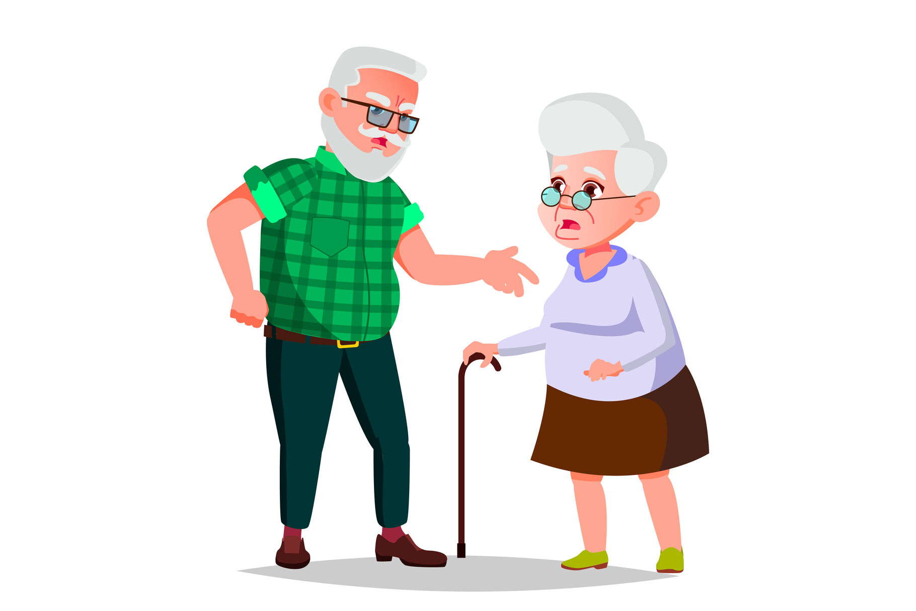 Elderly Couple Vector. Grandfather And Grandmother. Face Emotions. Happy  People Together. Isolated Flat Cartoon Illustration By Pikepicture |  TheHungryJPEG