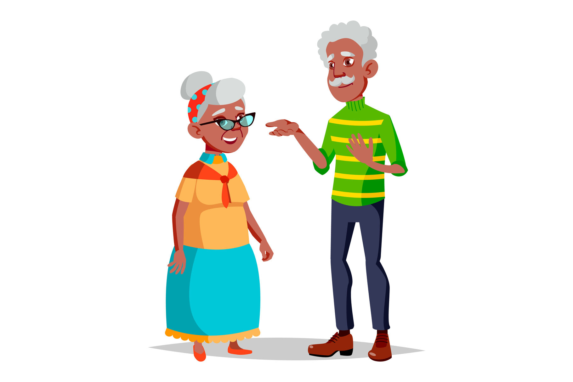 Elderly Couple Vector. Modern Grandparents. Elderly Family. Grey-haired  Characters. Isolated Flat Cartoon Illustration By Pikepicture |  TheHungryJPEG