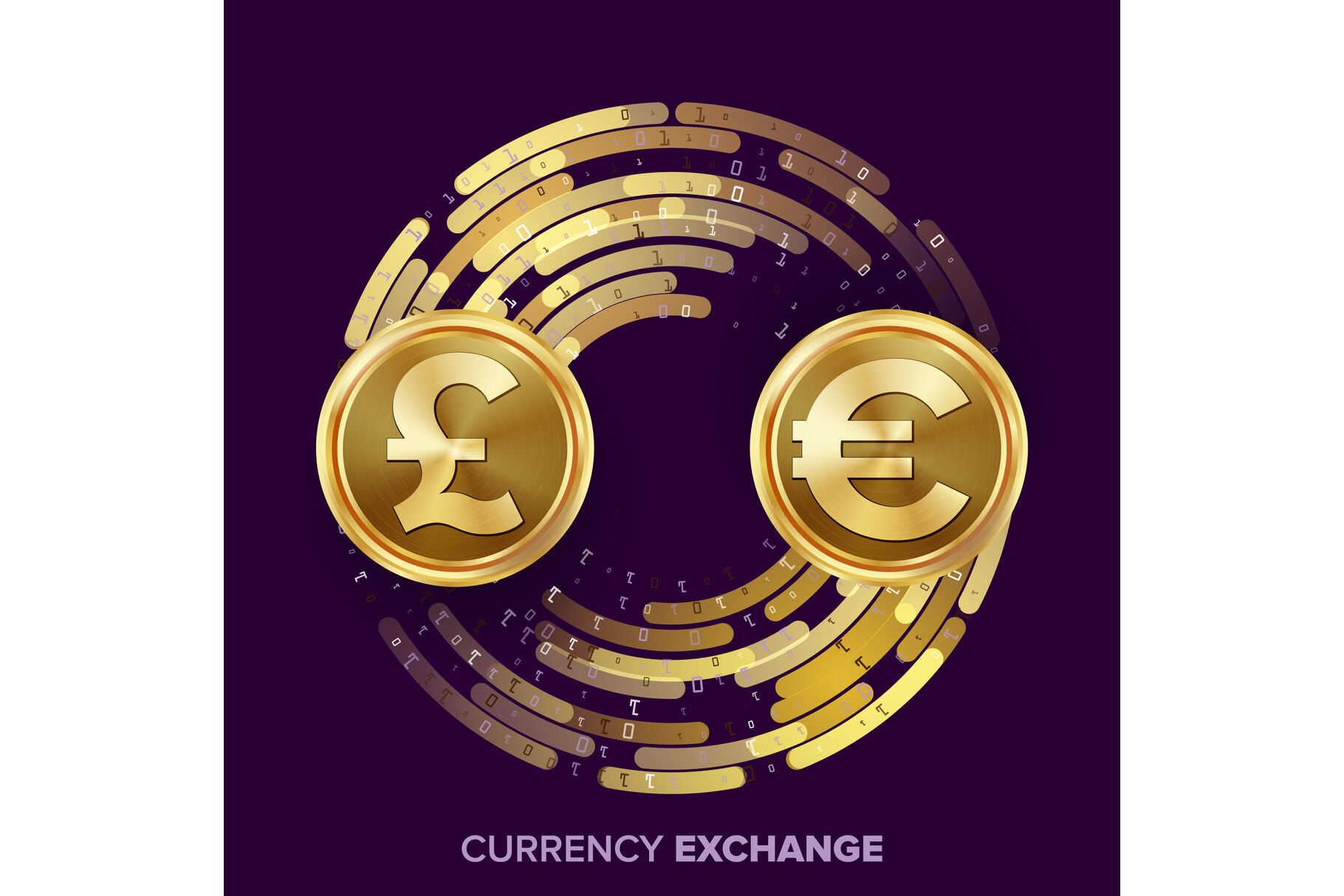 Money Currency Exchange Vector. GBP, Euro. Golden Coins ...