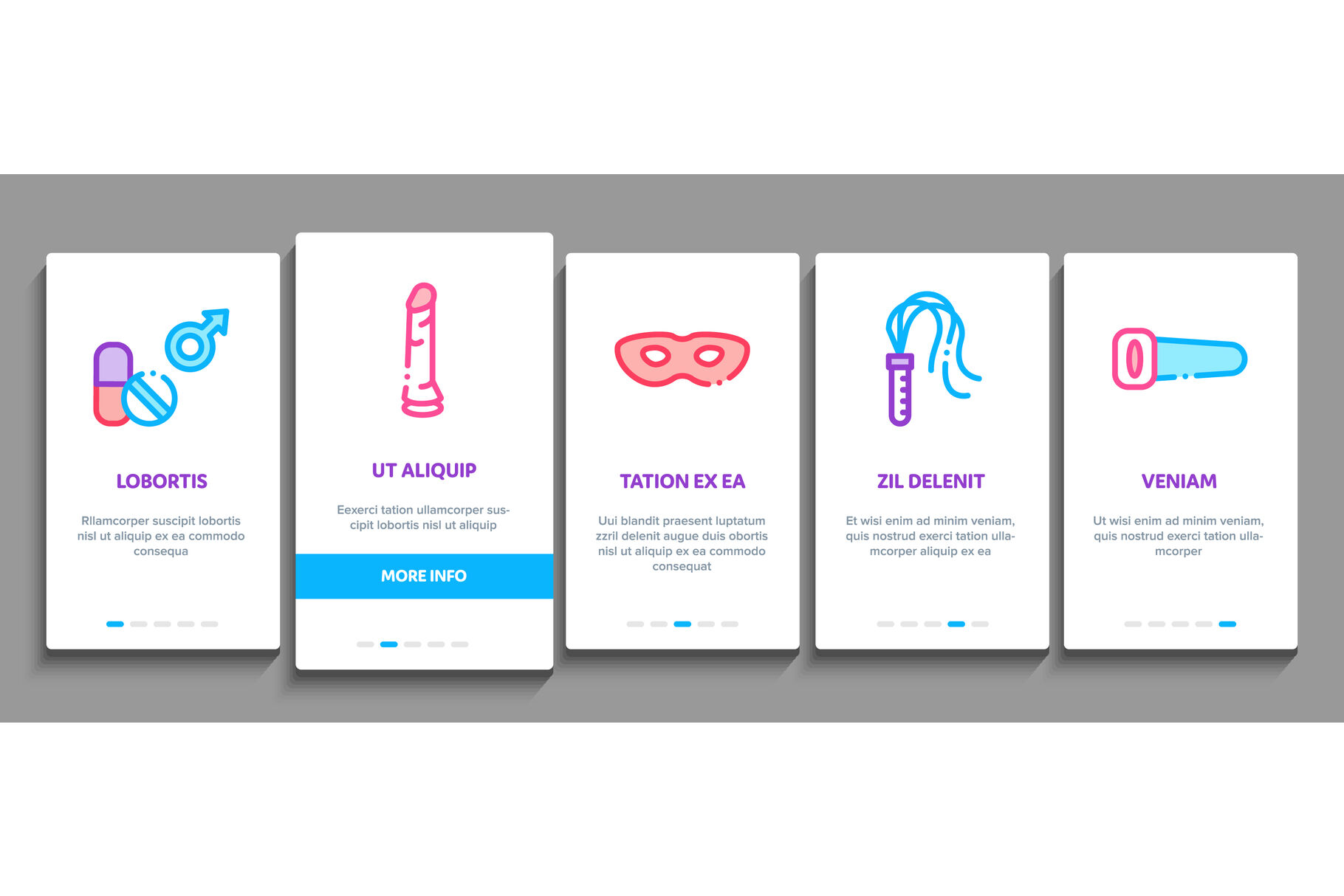 Intim Shop Sex Toys Onboarding Elements Icons Set Vector By Pikepicture Thehungryjpeg 3411