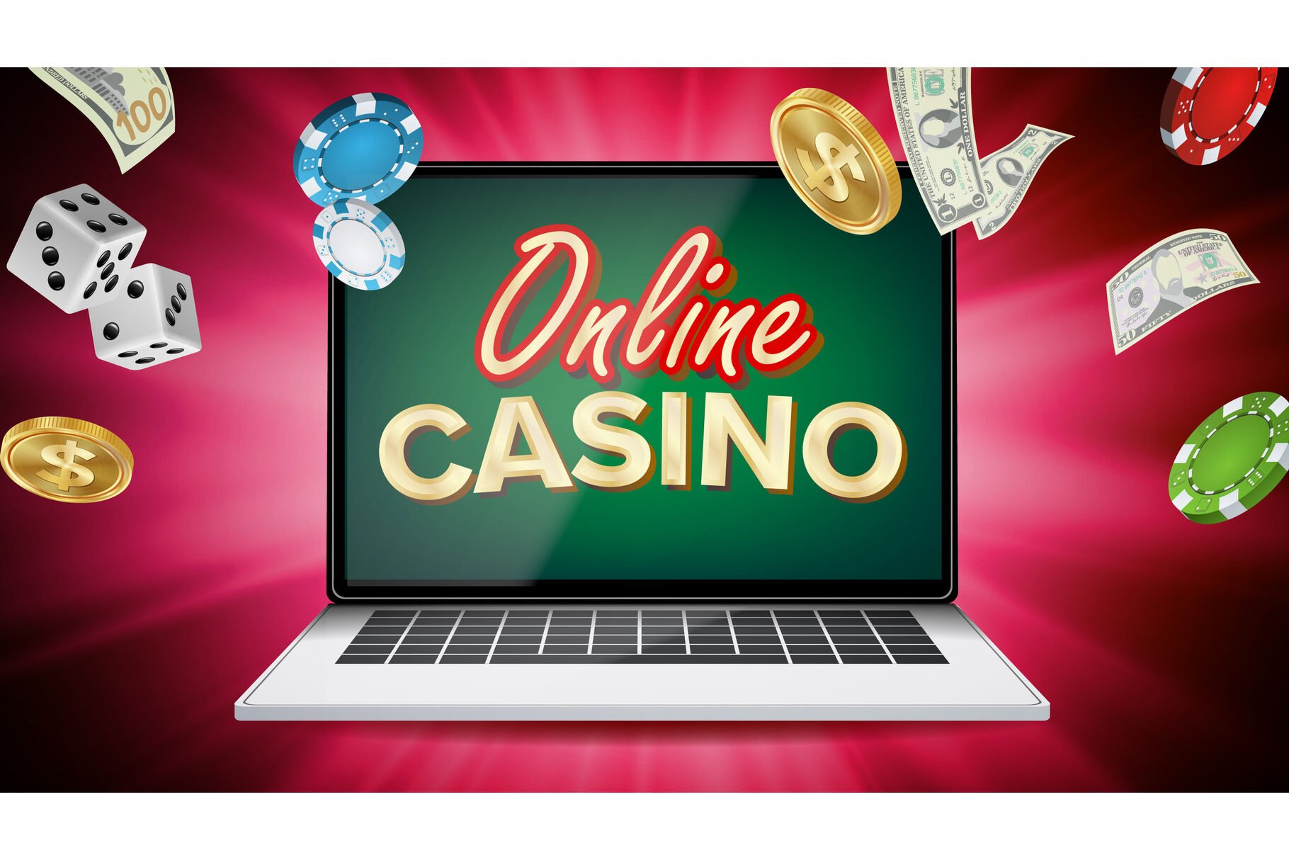 Online Casino Vector. Banner With Laptop. Poker Gambling Casino Poster  Sign. Jackpot Billboard, Promo Concept Illustration. By Pikepicture |  TheHungryJPEG.com