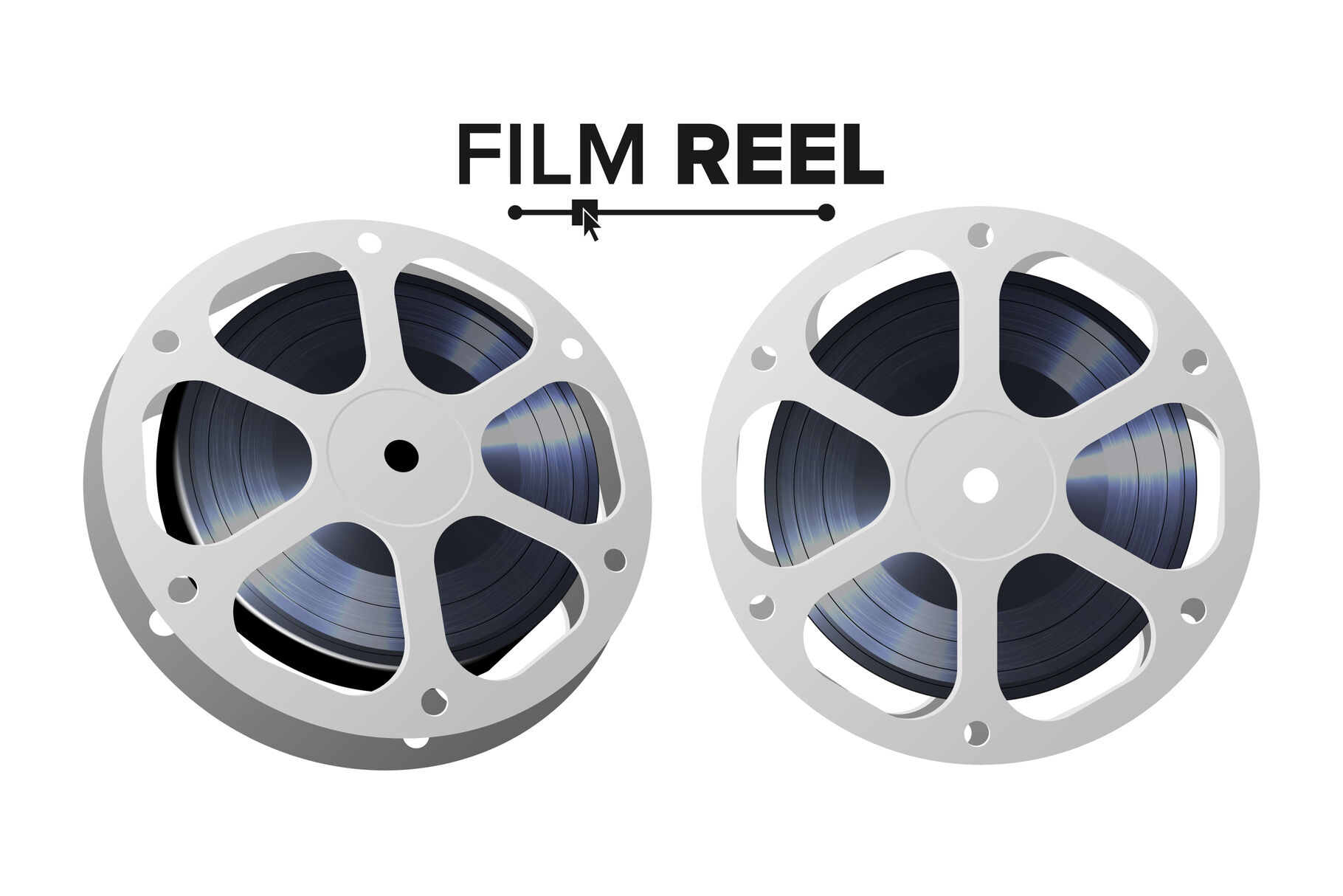 Film Reel Vector. Retro Movie Object. Classic Twisted Cinema Tape