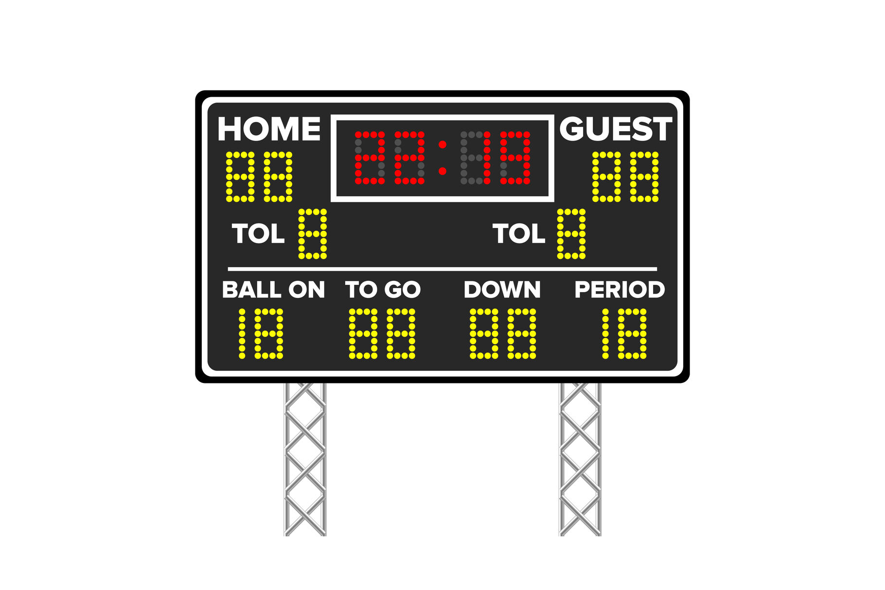 American Football Scoreboard Sport Game Score Digital Led Dots