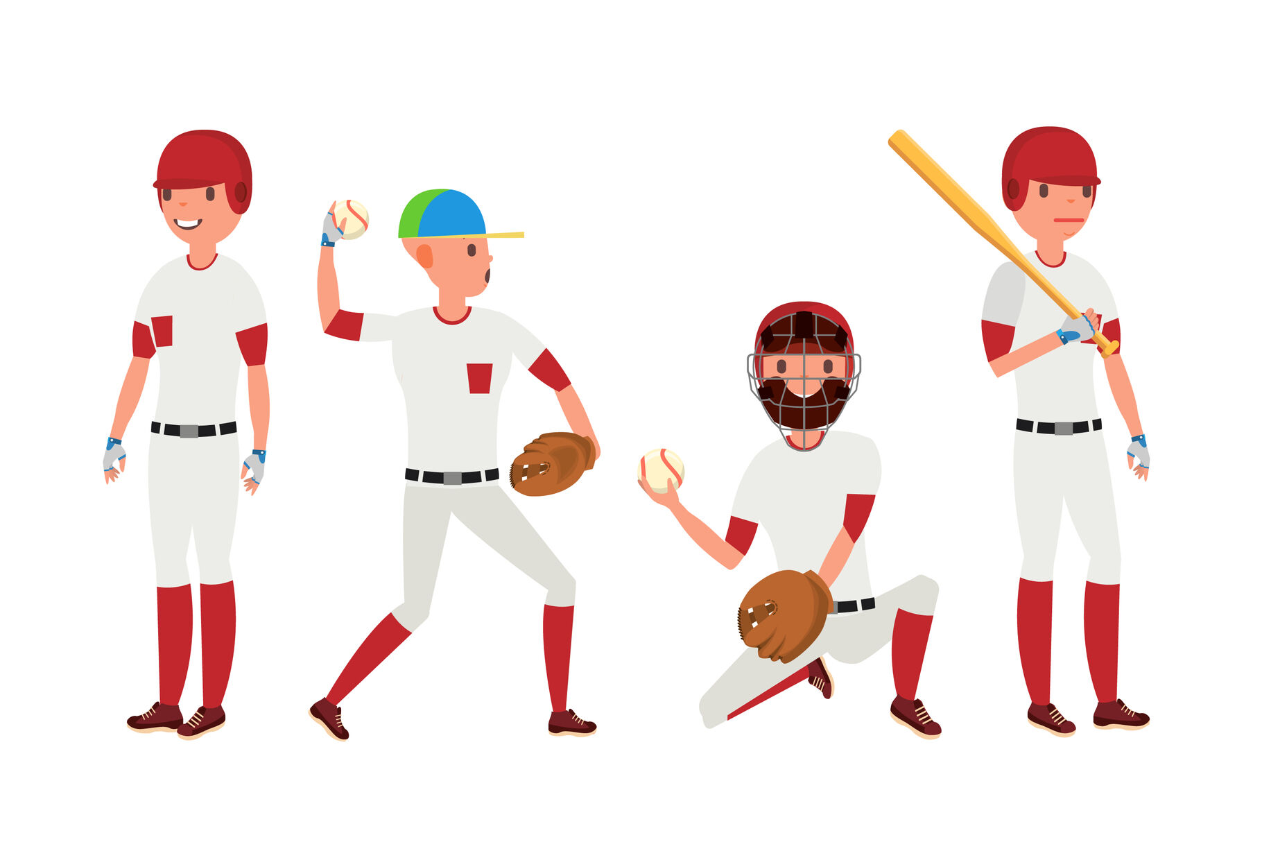 Baseball Player Action Cartoon Sport Graphic Stock Vector (Royalty