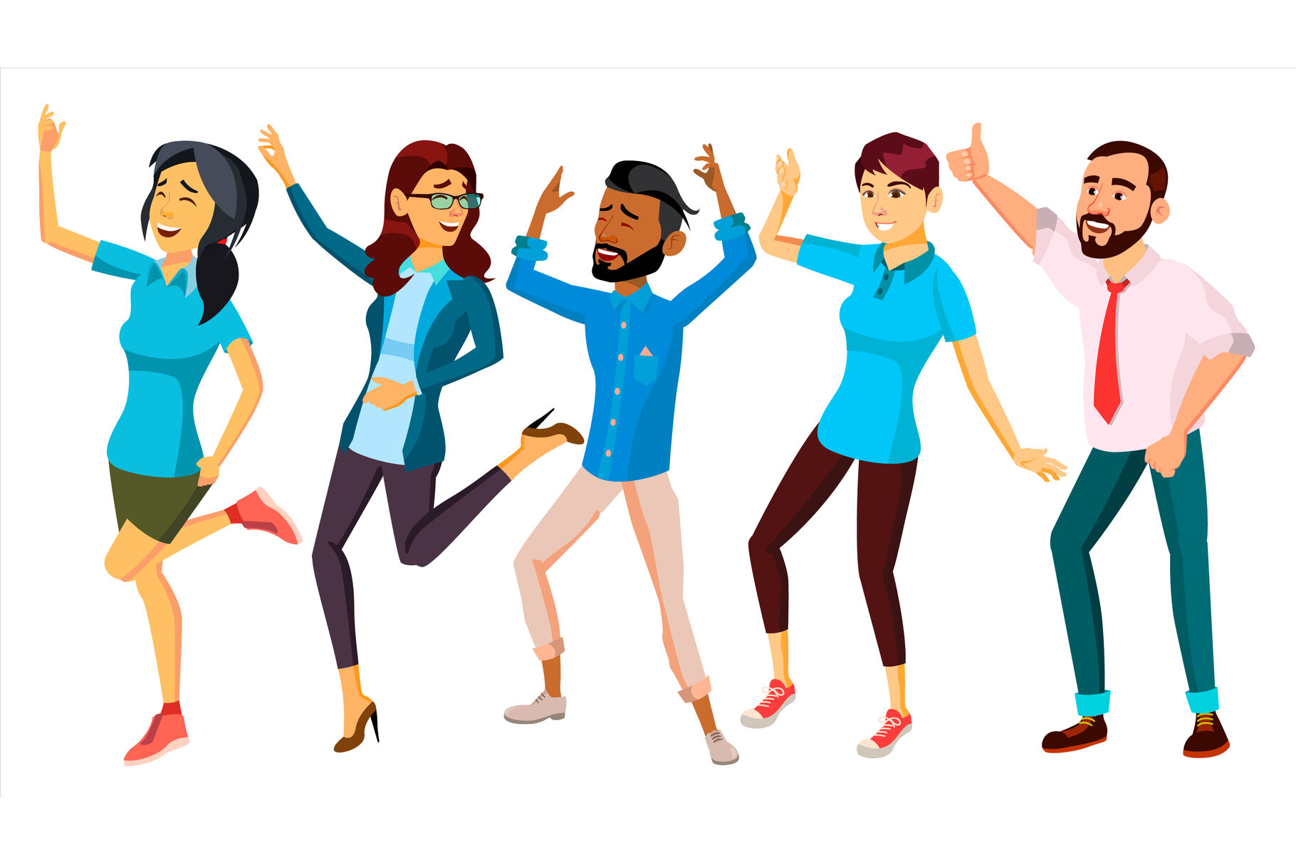 Dancing People Set Vector. Adult Persons In Action. Character Design ...