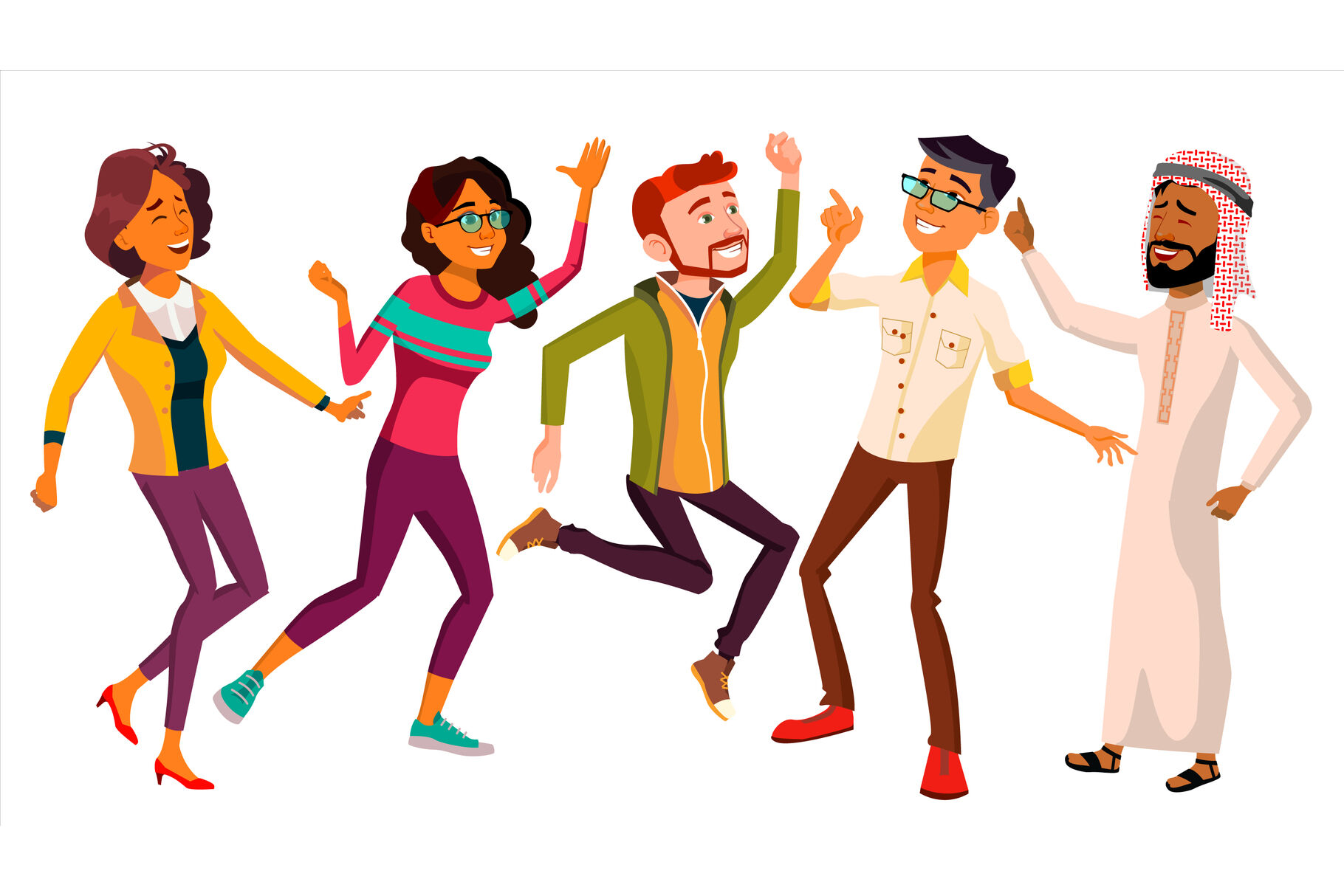 Dancing People Set Vector. Funny And Friendly. Joyful Emotions. Isolated  Flat Cartoon Illustration By Pikepicture | TheHungryJPEG