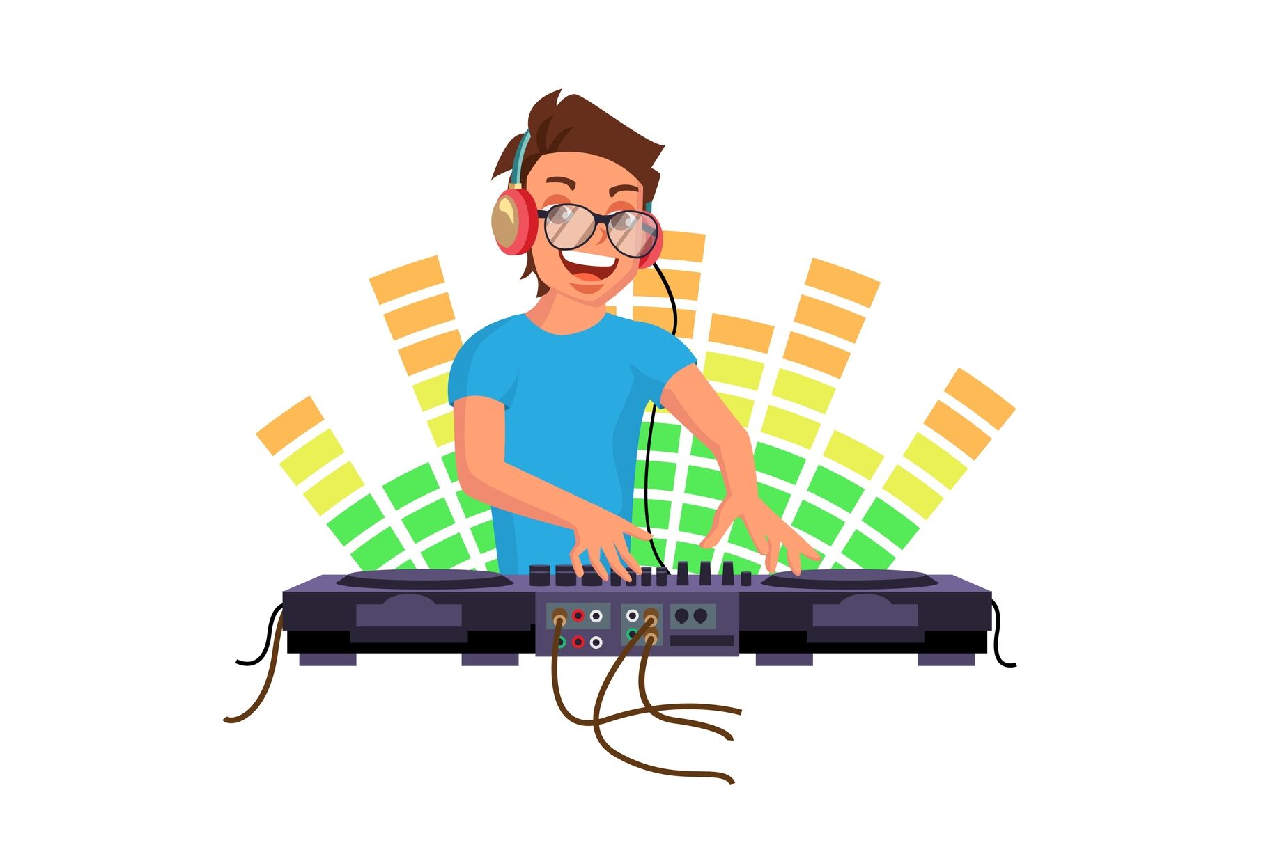 Professional Dj Vector. Playing Disco House Music. Mixing Music On  Turntables. Party Dance Concept. Isolated On White Cartoon Character  Illustration By Pikepicture | TheHungryJPEG