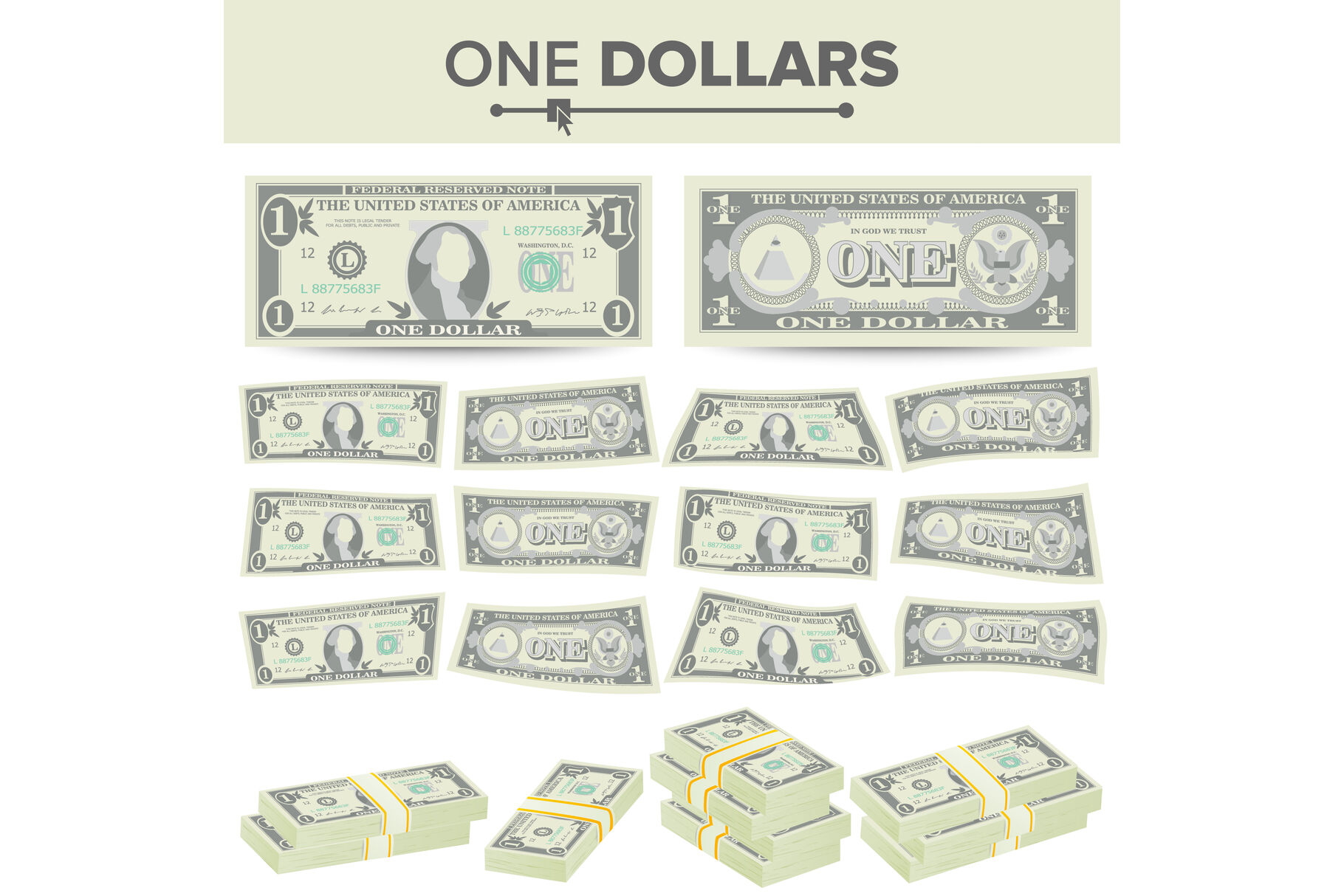 cartoon one dollar bill