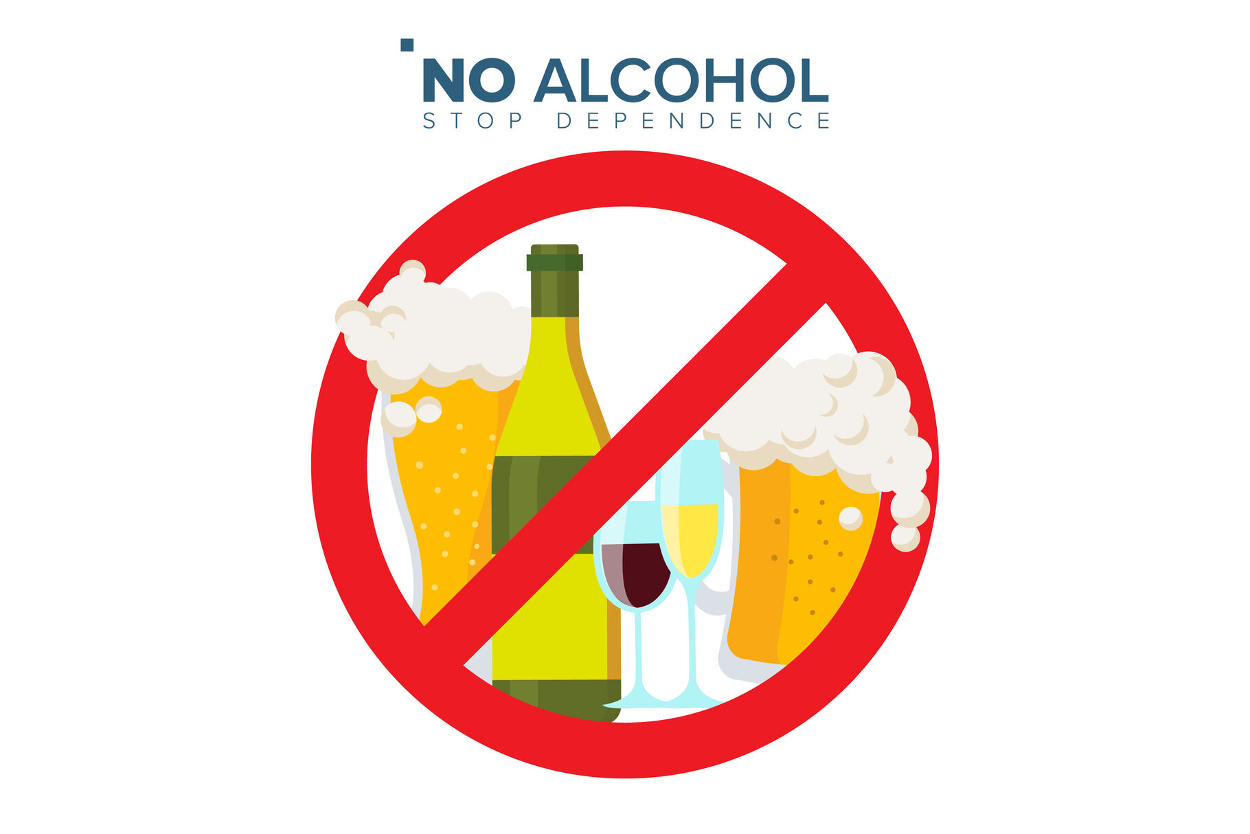 No Alcohol Sign Vector. Strike through Red Circle. Alcohol Abuse Concept.  Prohibition Icon. Isolated Flat Cartoon Illustration By Pikepicture |  TheHungryJPEG