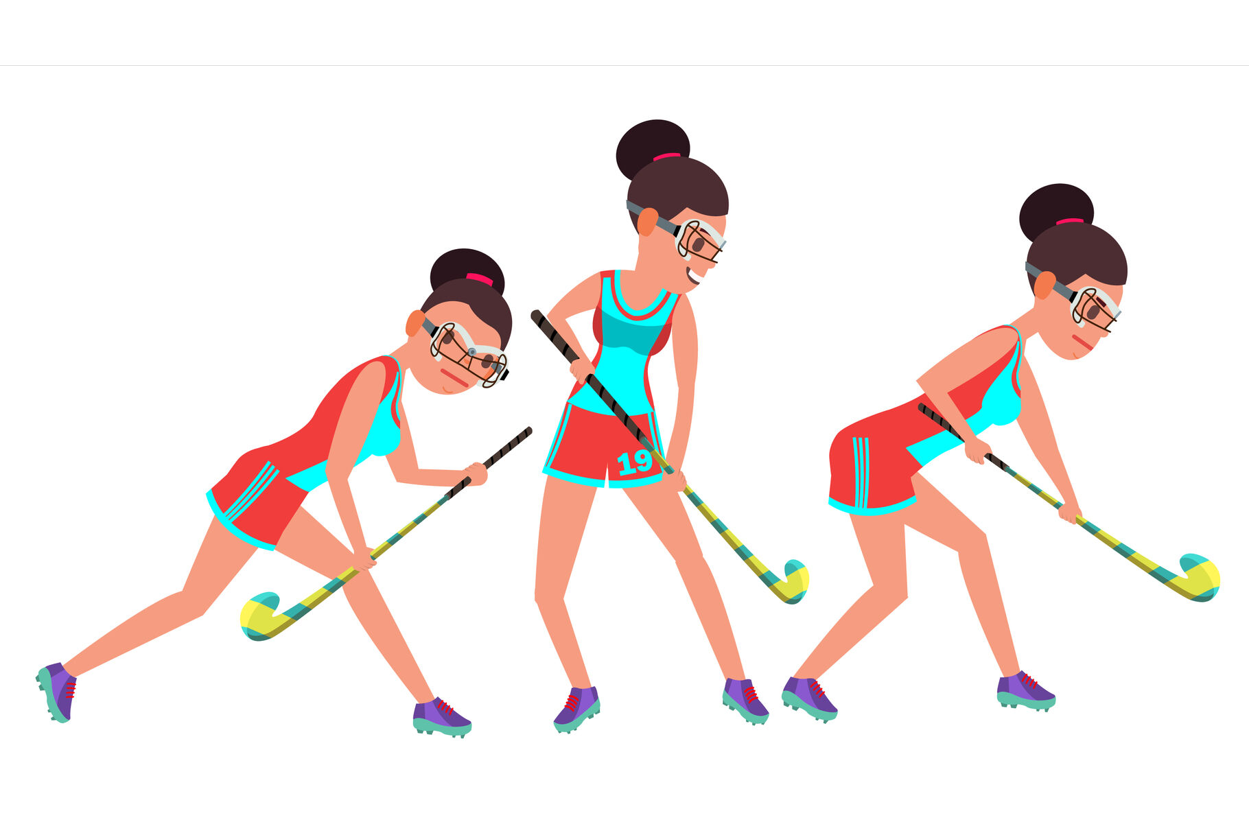 Field Hockey Female Player Vector. Dribbling Ball. In Action. Poses. Women  s Grass Hockey Match. Cartoon Character Illustration By Pikepicture |  TheHungryJPEG