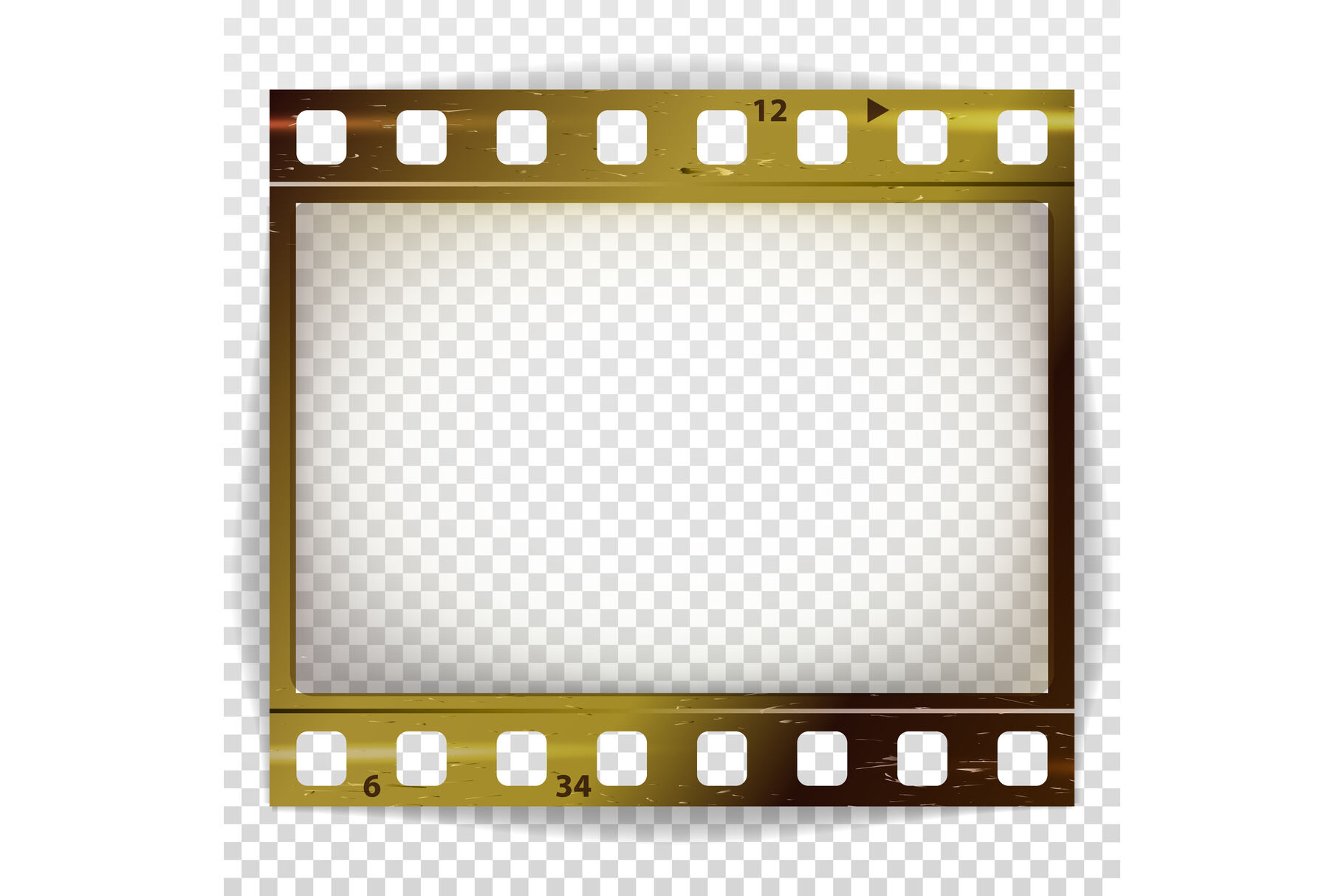 Film Strip Vector. Cinema Of Photo Frame Strip Blank Scratched