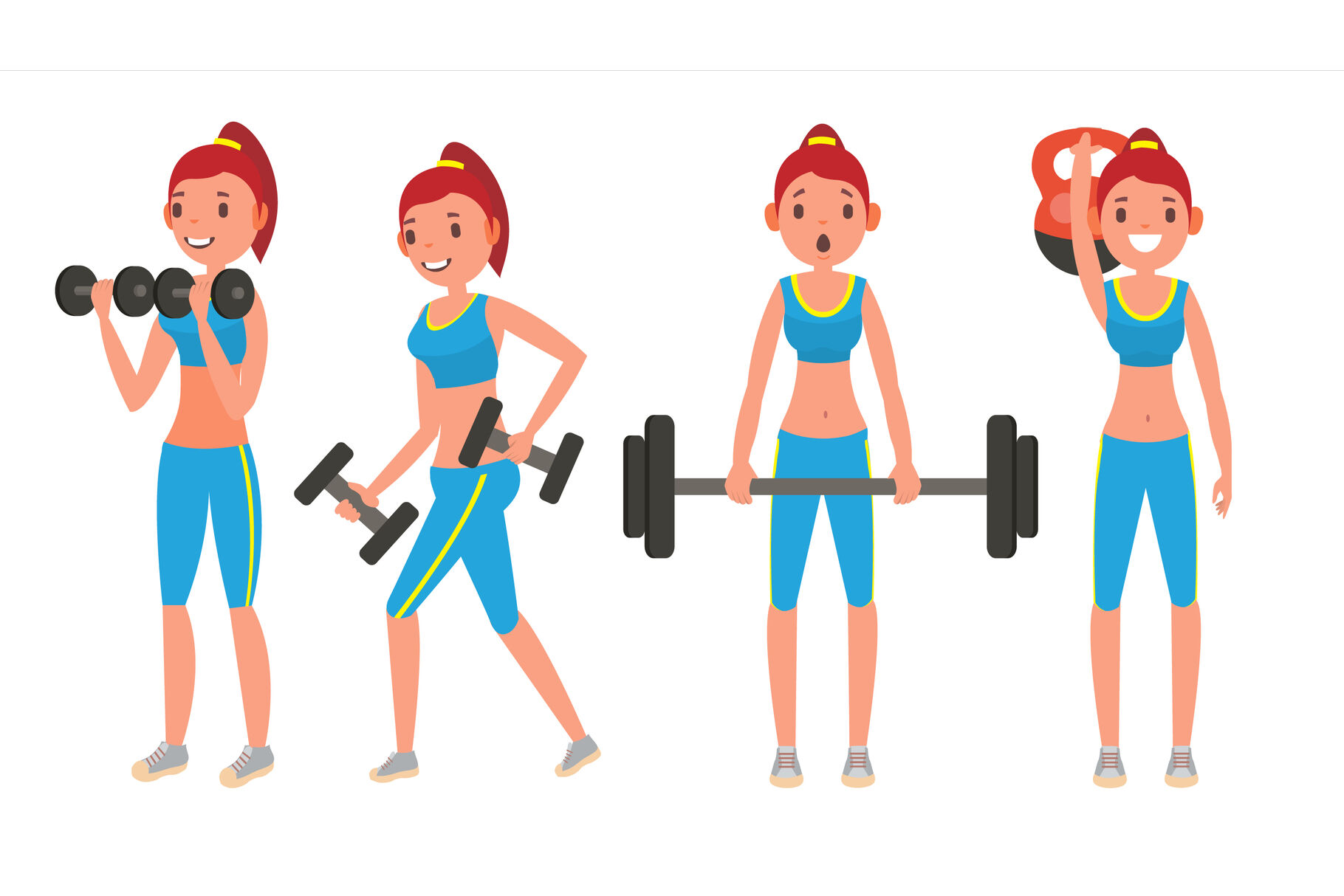 Fit People Doing Exercise Cartoon Vector Illustration Graphic