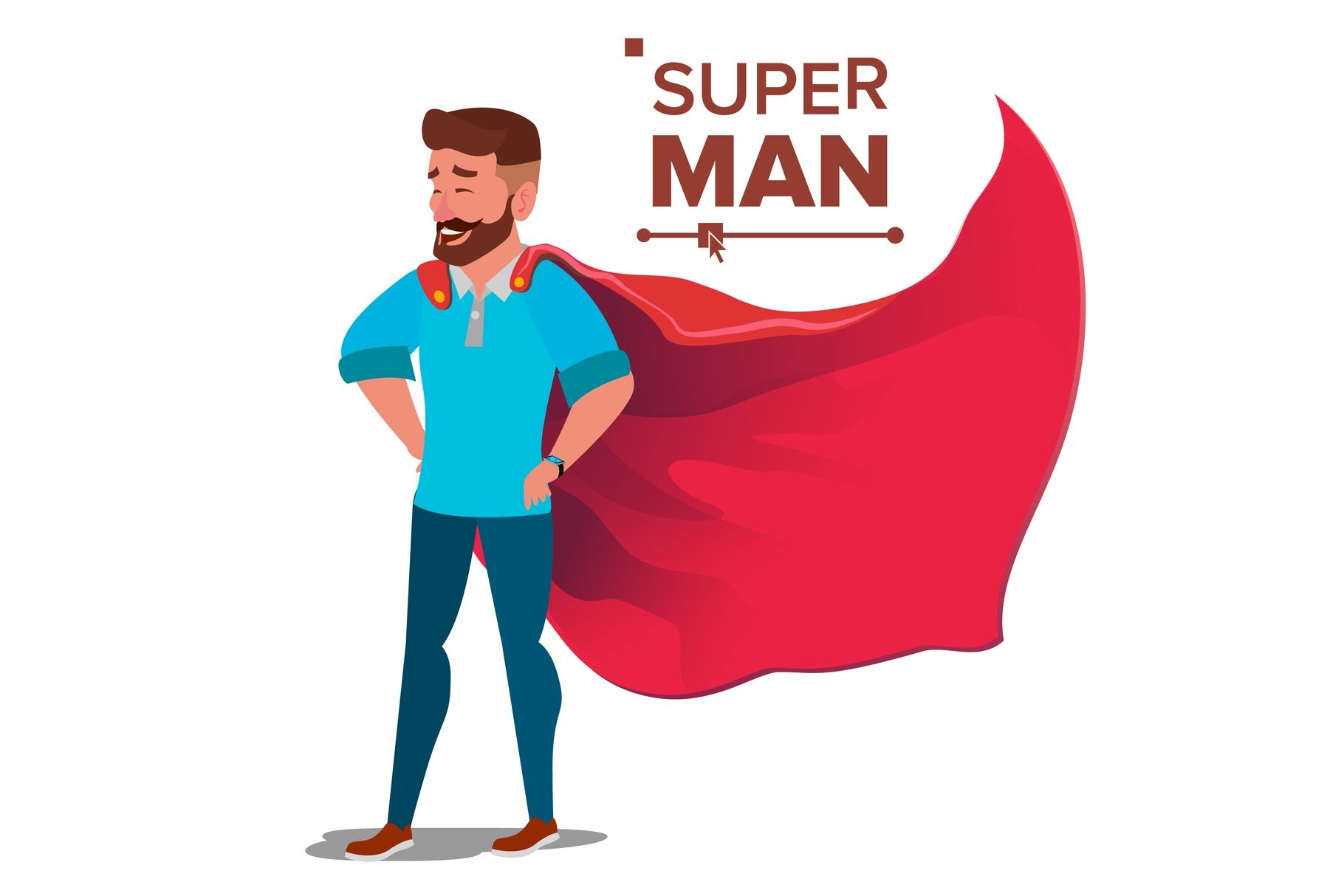 Super Businessman Character Vector. Successful Superhero Businessman  Standing. Young Professional Salesman, Programmer. Office Achievement  Victory Concept. Waving Red Cape. Cartoon Illustration By Pikepicture |  TheHungryJPEG