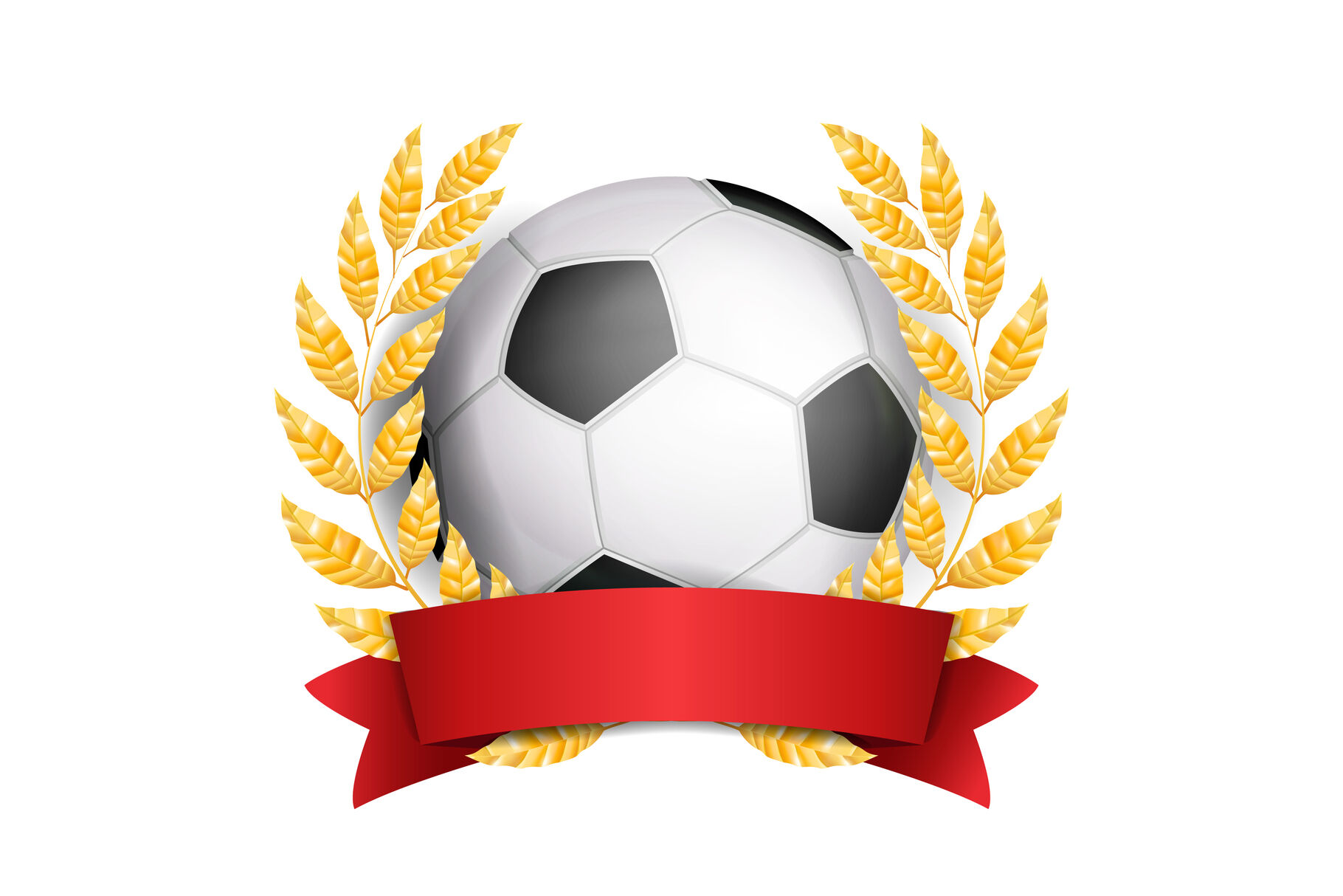 Football Award Vector Sport Banner Background Ball Red Ribbon Laurel Wreath Soccer Ball 3d Realistic Isolated Illustration By Pikepicture Thehungryjpeg Com