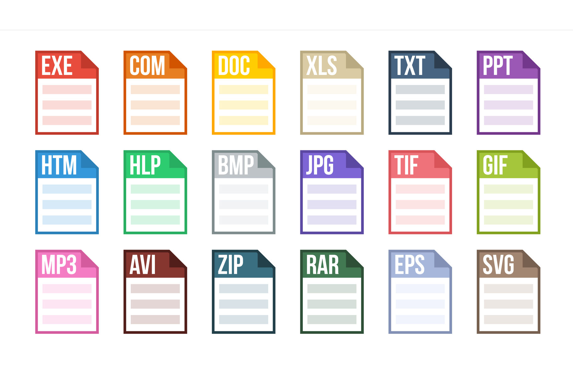 Format file vector various pictogram file format type software label 