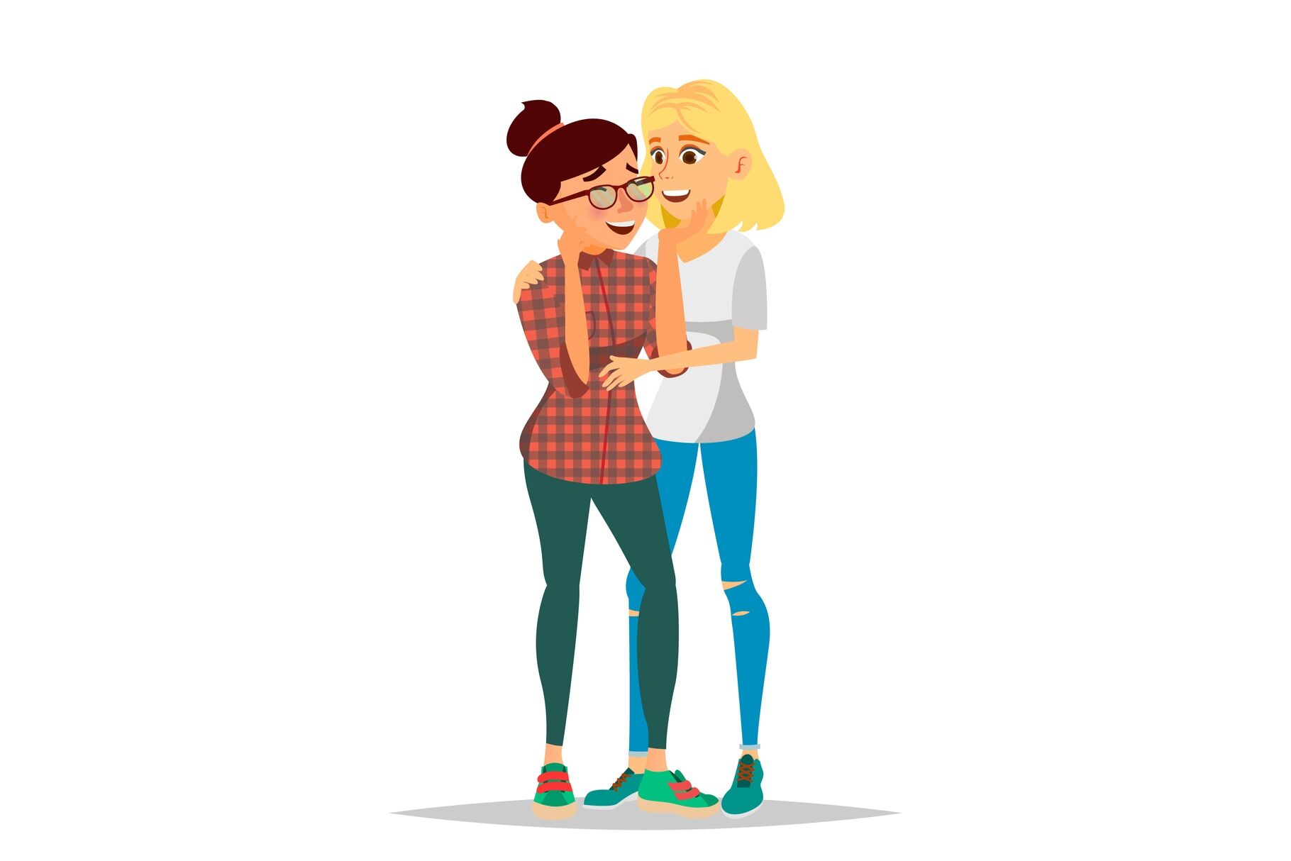 Lesbian Female Couple Vector. Romantic Homosexual Relationship. LGBT.  LGBTQ. Isolated Flat Cartoon Character Illustration By Pikepicture |  TheHungryJPEG