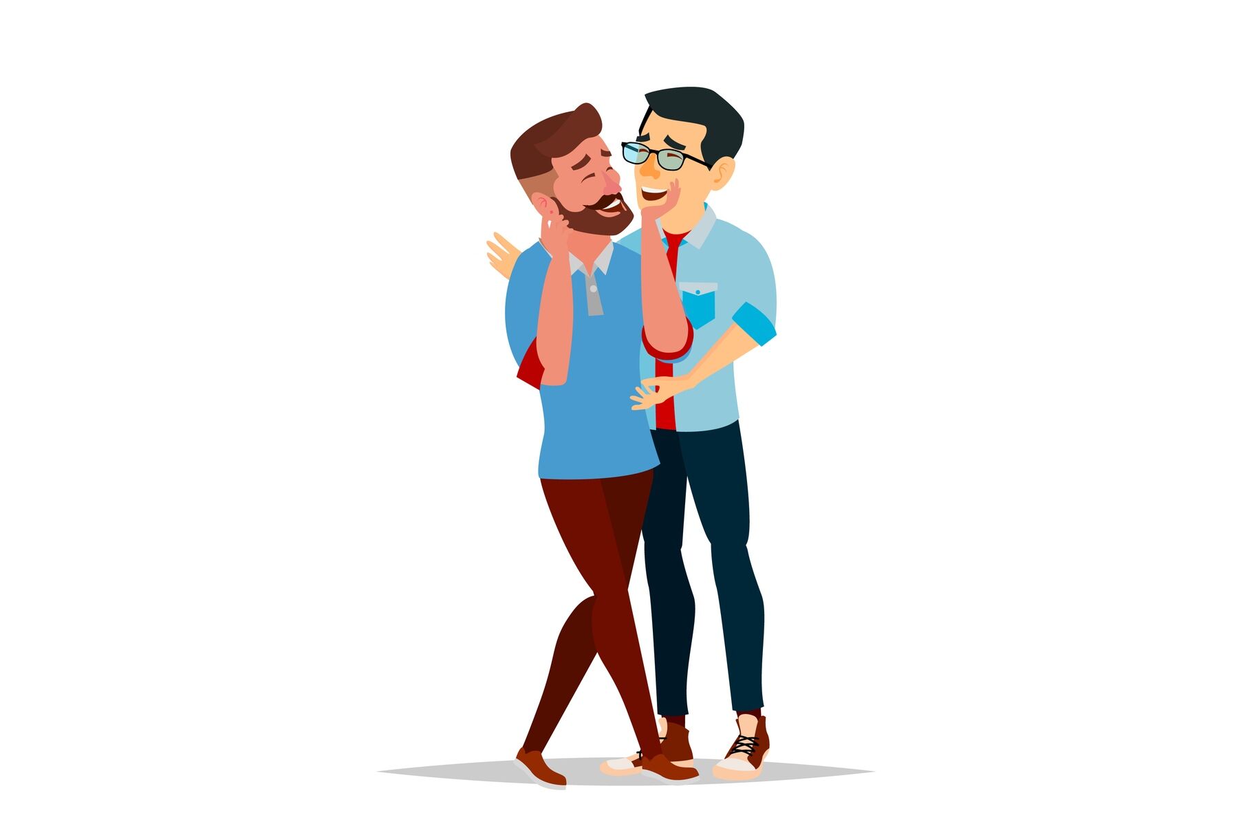 Gay Male Couple Vector Romantic Homosexual Relationship Lgbt Isolated Flat Cartoon Character