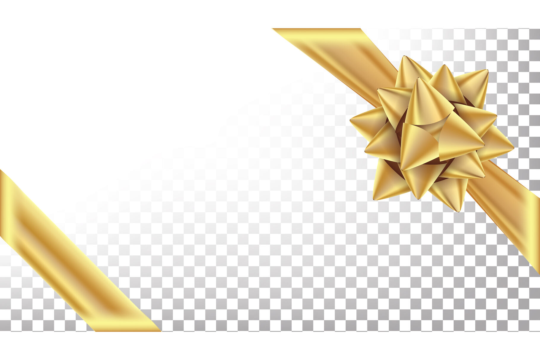 Gold Bow Vector. Luxury Wide Gift Bow. Holiday Transparent Background  Illustration By Pikepicture