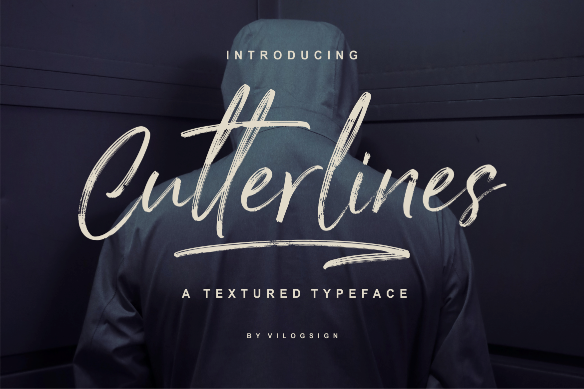 Cutterlines A Textured Typeface Script Font By Vilogsign Thehungryjpeg Com