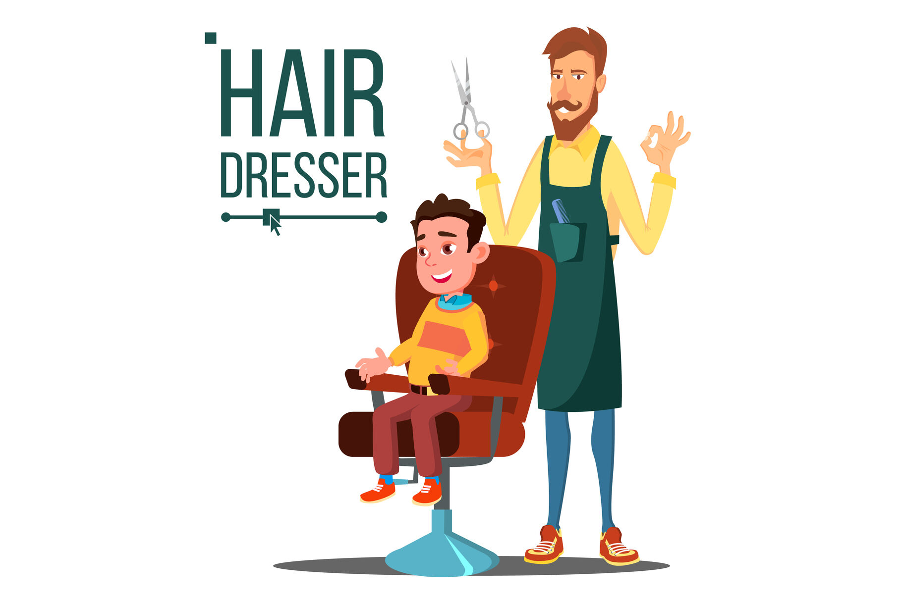 Hairdresser And Child, Teen Vector. Doing Client Haircut. Barber. Isolated  Flat Cartoon Illustration By Pikepicture | TheHungryJPEG
