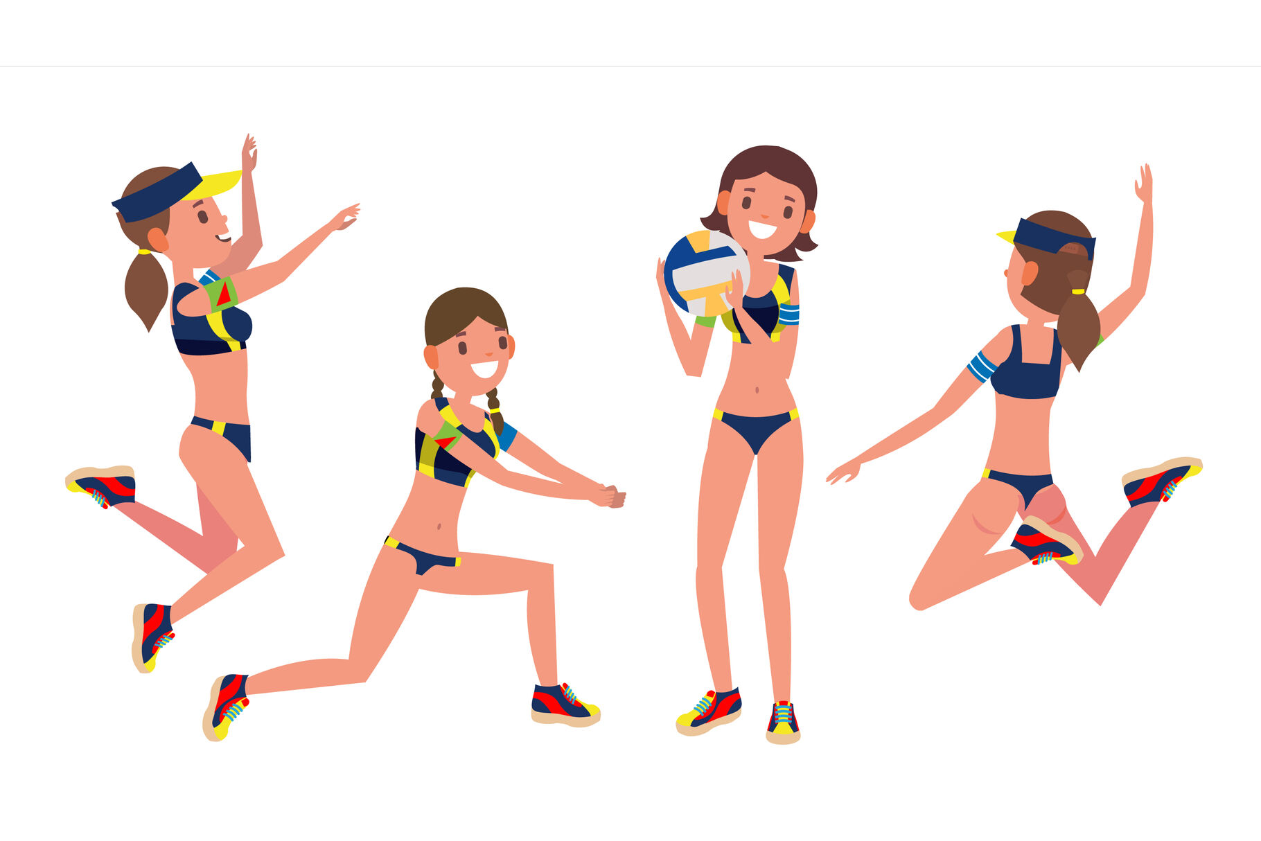 Beach Sport Volleyball Player Vector. Match Competition. Sport Event.  Isolated On White Cartoon Character Illustration By Pikepicture |  TheHungryJPEG