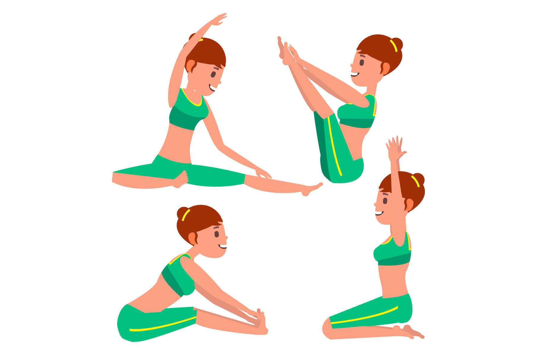 Premium Vector  Set of yoga poses woman in black. isolated female in  different yoga poses on white background. healthy lifestyle. hand drawn  flat coloured vector illustration