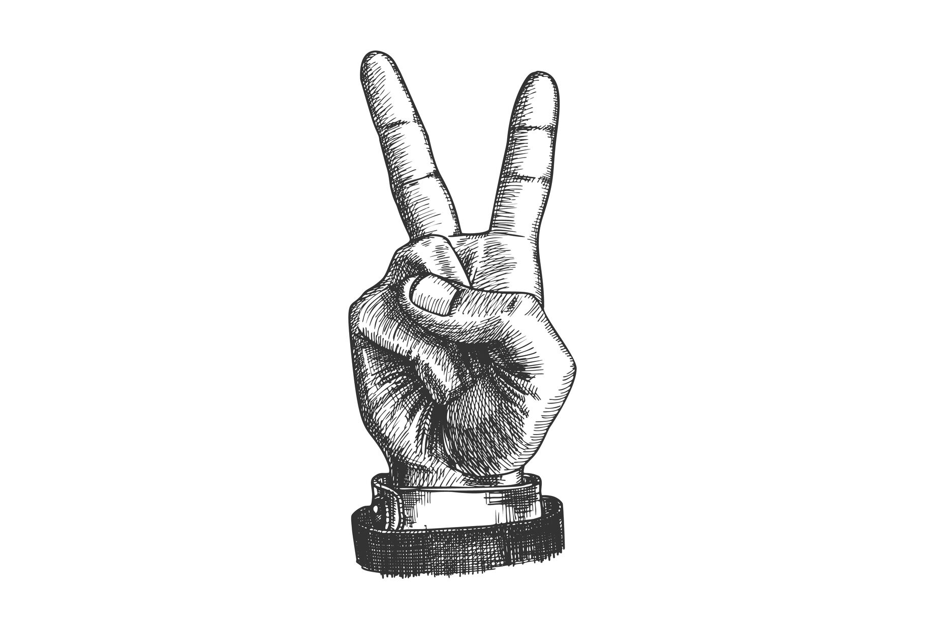 peace sign fingers sketch