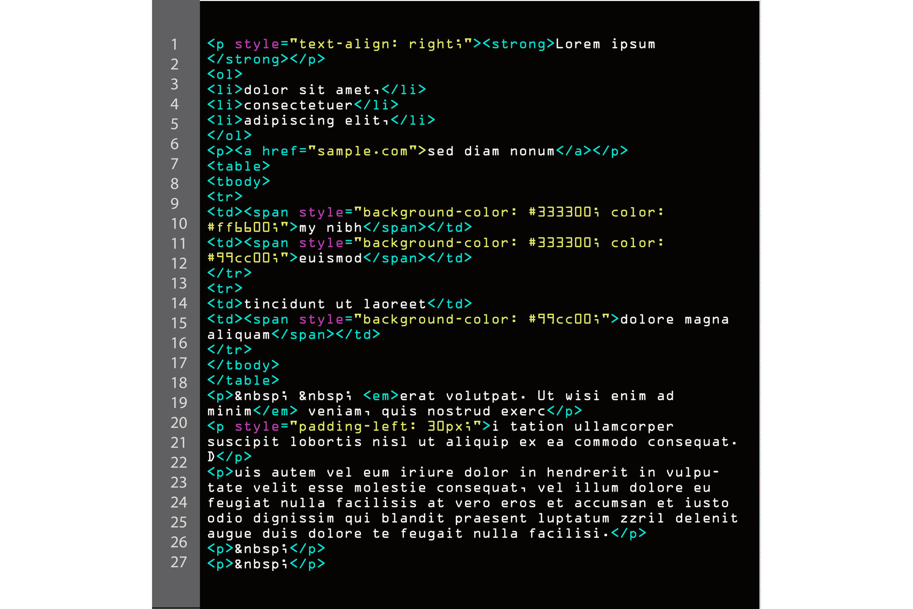 HTML Simple Code Vector. Colorful Abstract Program Tags In Developer View.  Screen Of Colored Lighted Syntax Of Source Code Script. Black Background.  By Pikepicture | TheHungryJPEG
