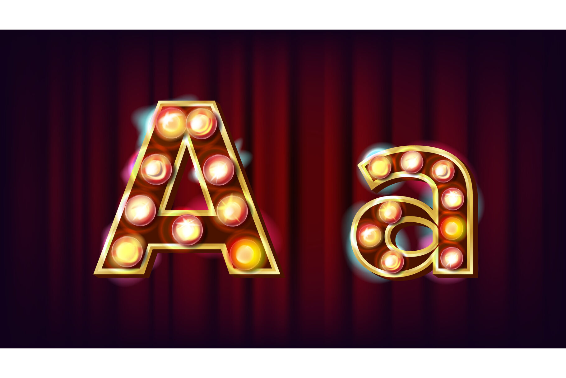 Vruchtbaar geleidelijk Mail A Letter Vector. Capital, Lowercase. Font Marquee Light Sign. Retro Shine Lamp  Bulb Alphabet. 3D Electric Glowing Digit. Vintage Gold Illuminated Light.  Carnival, Circus, Casino Style. Illustration By Pikepicture | TheHungryJPEG