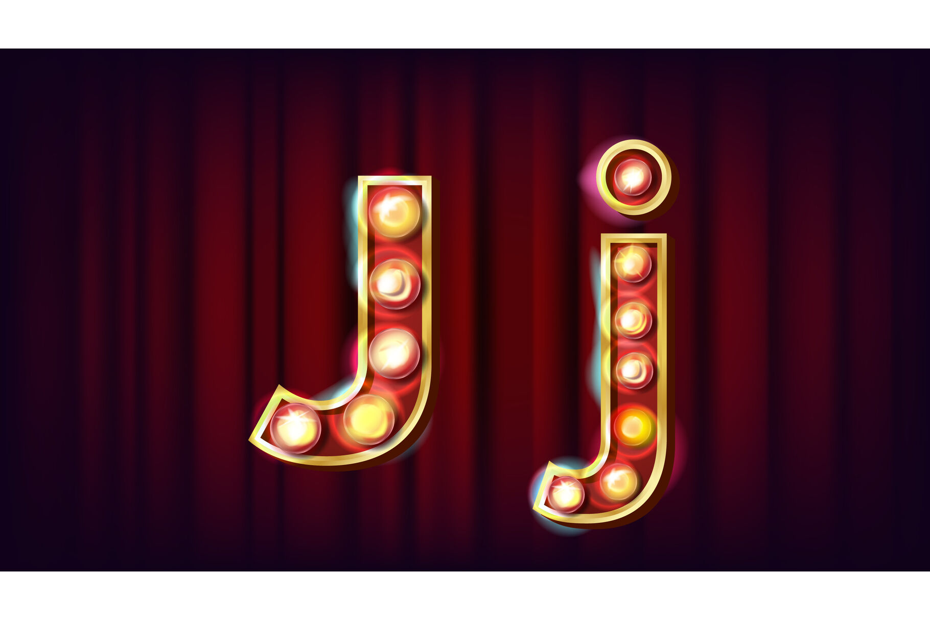 J Letter Vector Capital Lowercase Font Marquee Light Sign Retro Shine Lamp Bulb Alphabet 3d Electric Glowing Digit Vintage Gold Illuminated Light Carnival Circus Casino Style Illustration By Pikepicture Thehungryjpeg Com