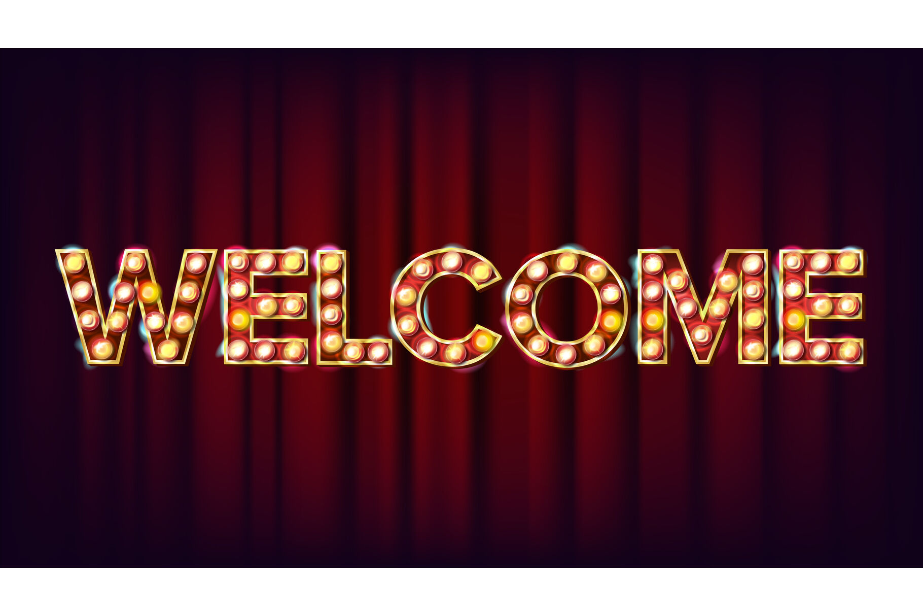 Welcome Banner Sign Vector For Banner Poster Advertising Design Circus Style Shining Light Sign Modern Illustration By Pikepicture Thehungryjpeg Com
