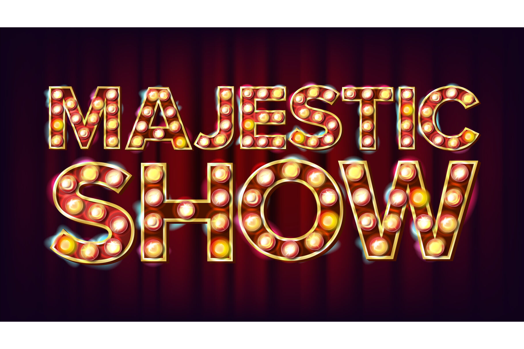 Majestic Show Banner Sign Vector For Banner Poster Advertising Design Circus Vintage Golden Illuminated Neon Light Creative Illustration By Pikepicture Thehungryjpeg Com