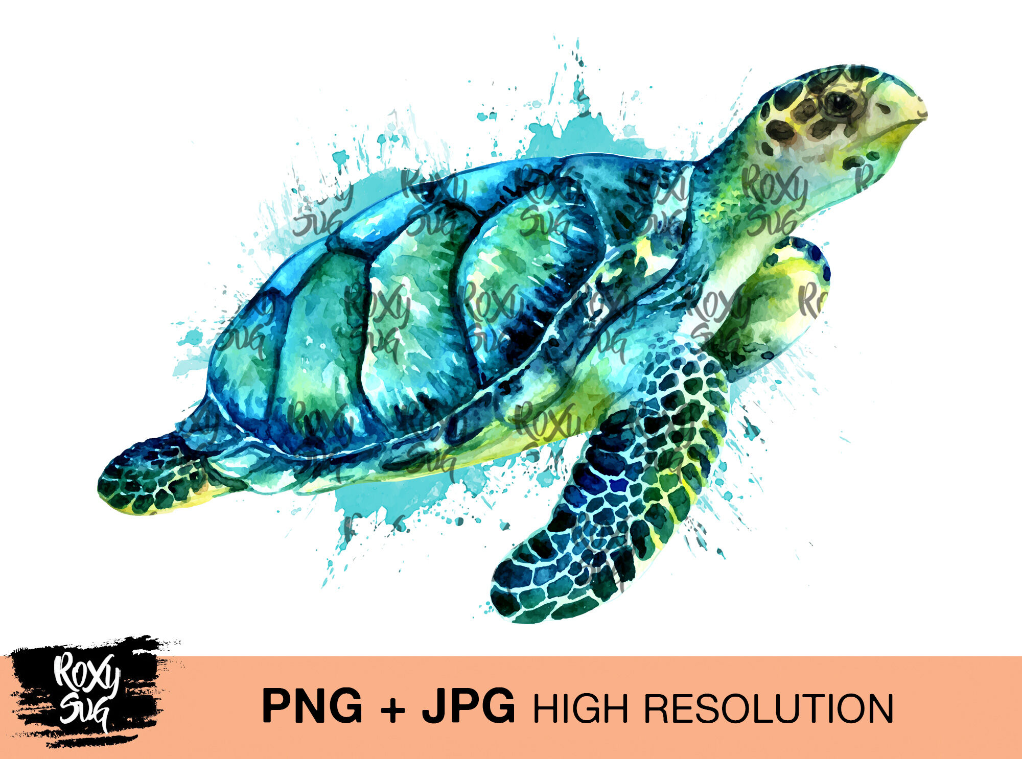 Commercial Use License PNG Sea Turtle Watercolor Clip Art Hand Drawn Hatchling Clipart Illustration Animal Nature Sublimation Design