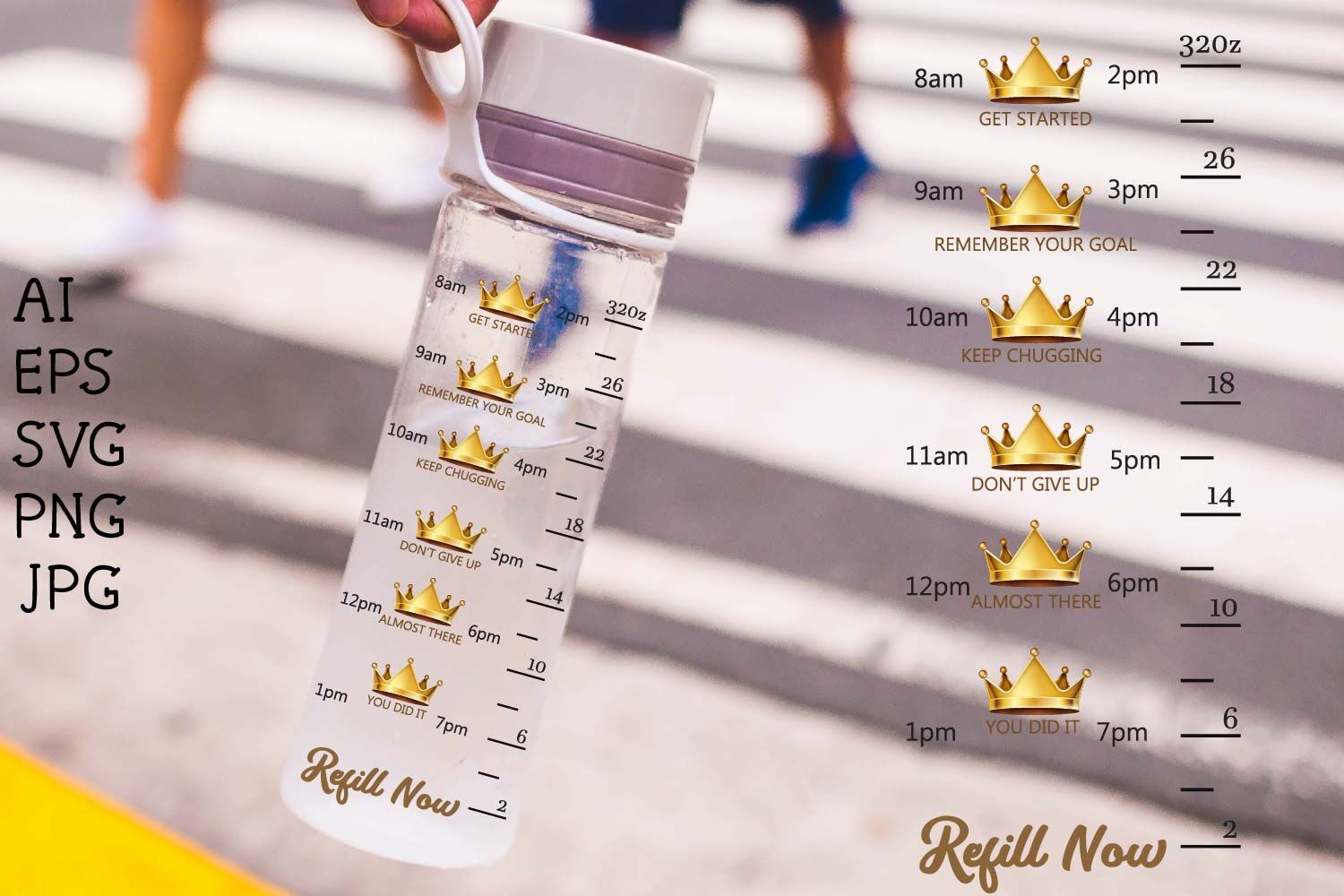 Download 32oz Workout Sports Water Bottle Unique Timeline Design By Design Haul | TheHungryJPEG.com