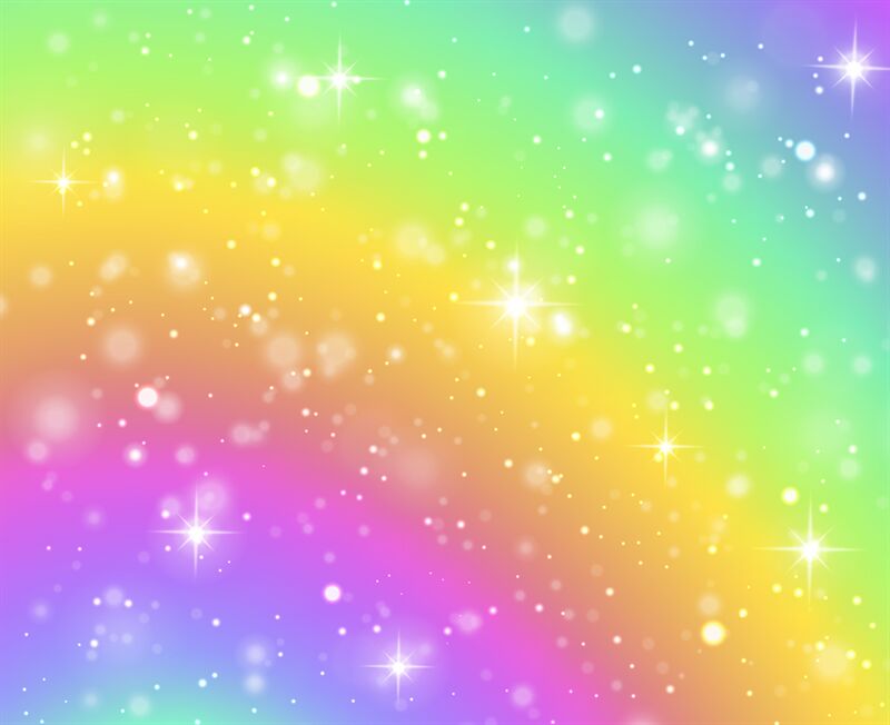 Rainbow background. Fantasy unicorn galaxy, fairy stars in pastel sky ...