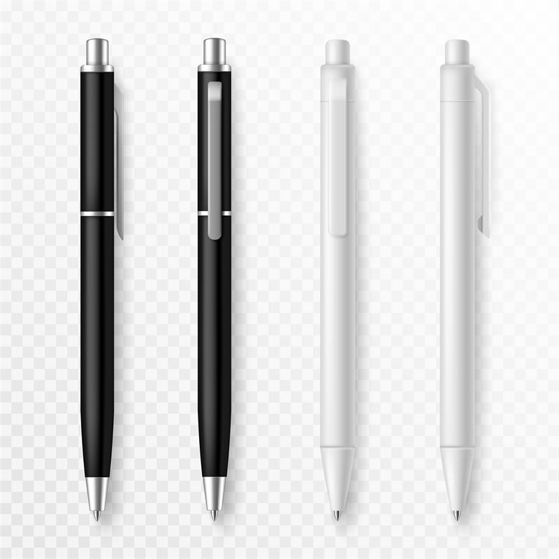 Pen mockup Realistic pens close up template presentation stationery