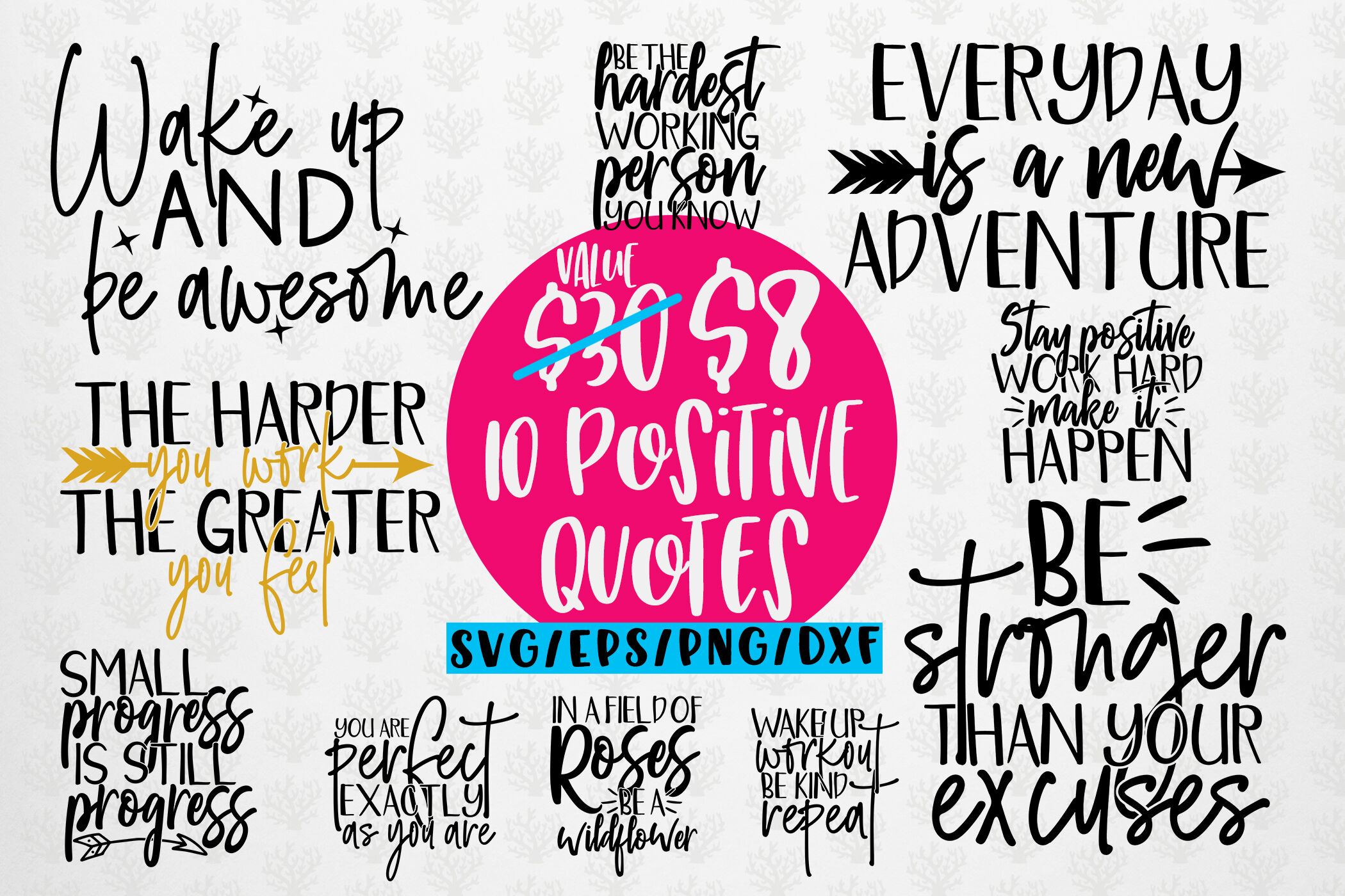 Download Positive Thoughts Quote SVG EPS DXF PNG By CoralCuts | TheHungryJPEG.com