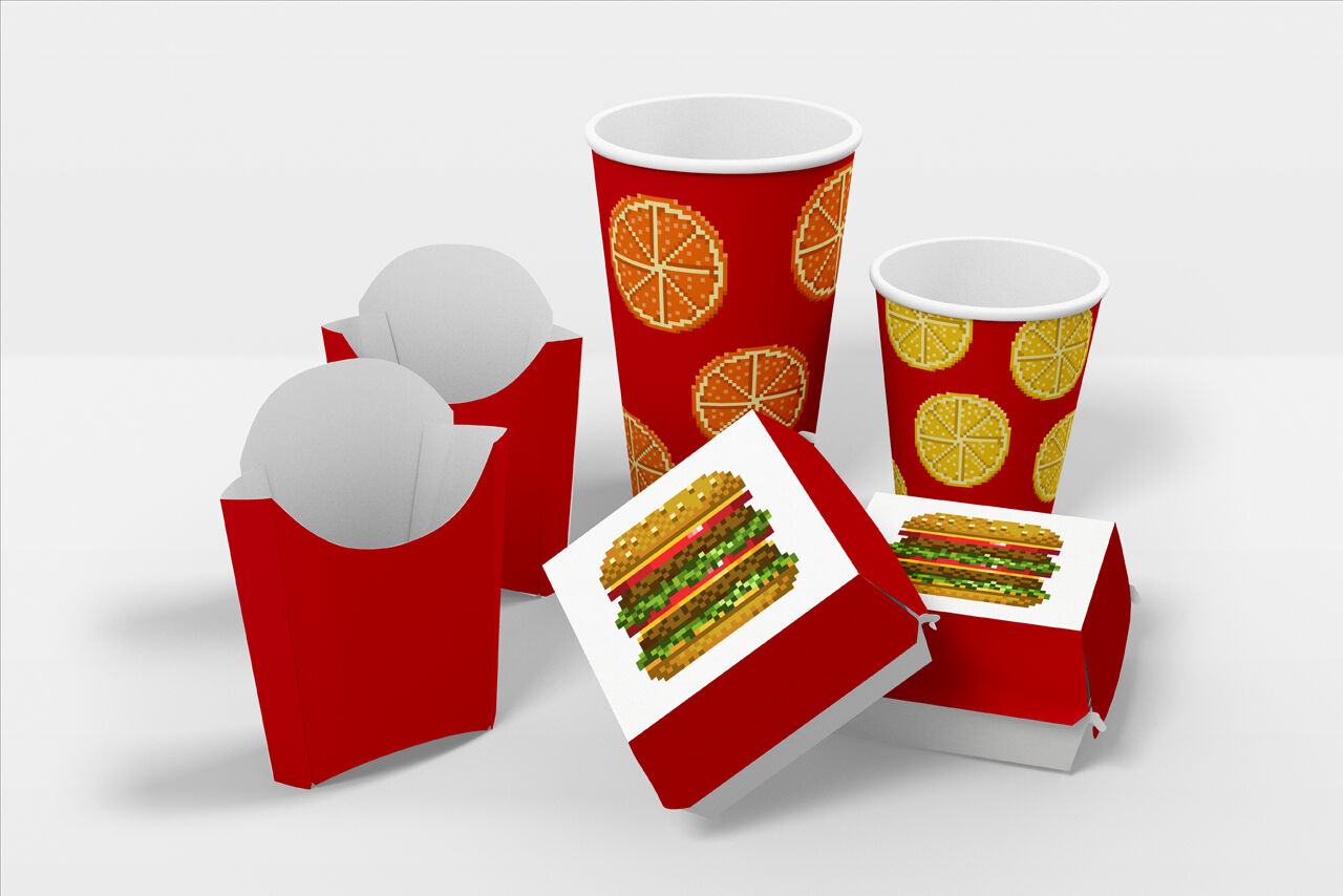 Food icons on pixel style By Yem Darina